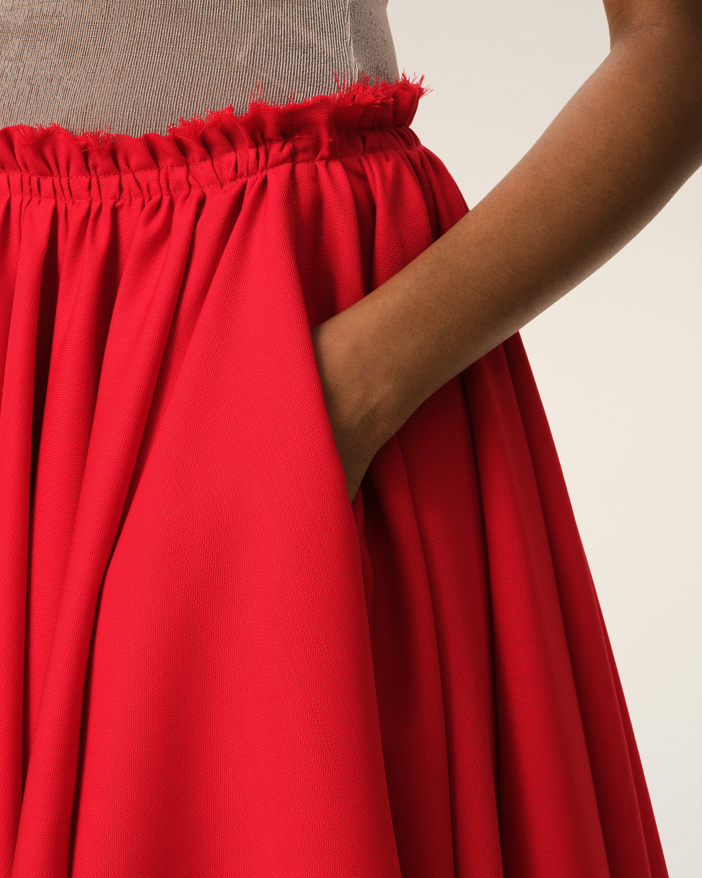 Red Wool Skirt With Godets
