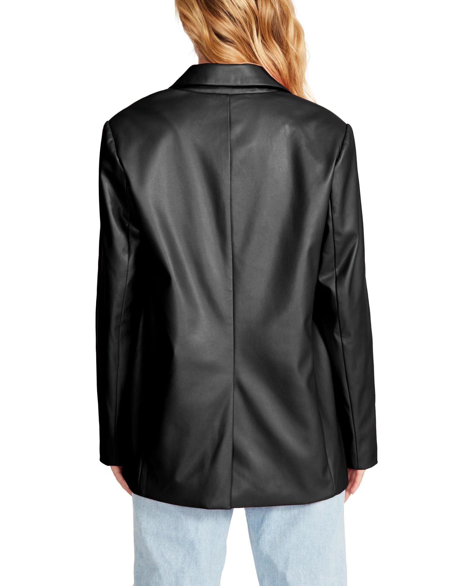 VEGAN LEATHER BOYFRIEND BLAZER BLACK