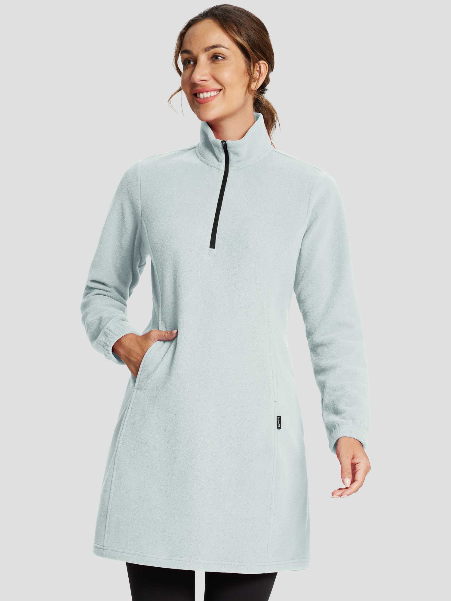 Long-Sleeve Quarter Zip Thermal Tunic Dress