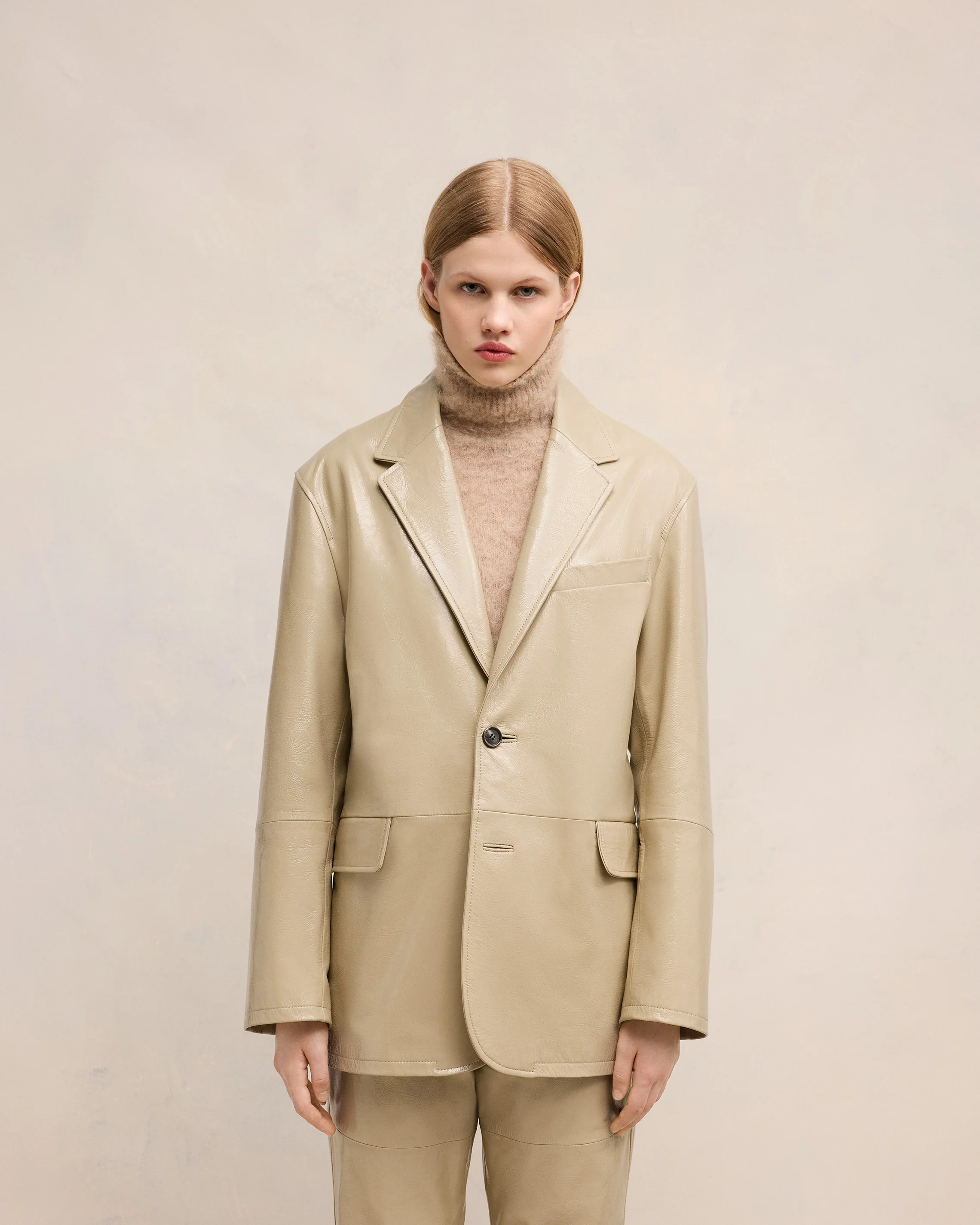 Leather Two Buttons Jacket