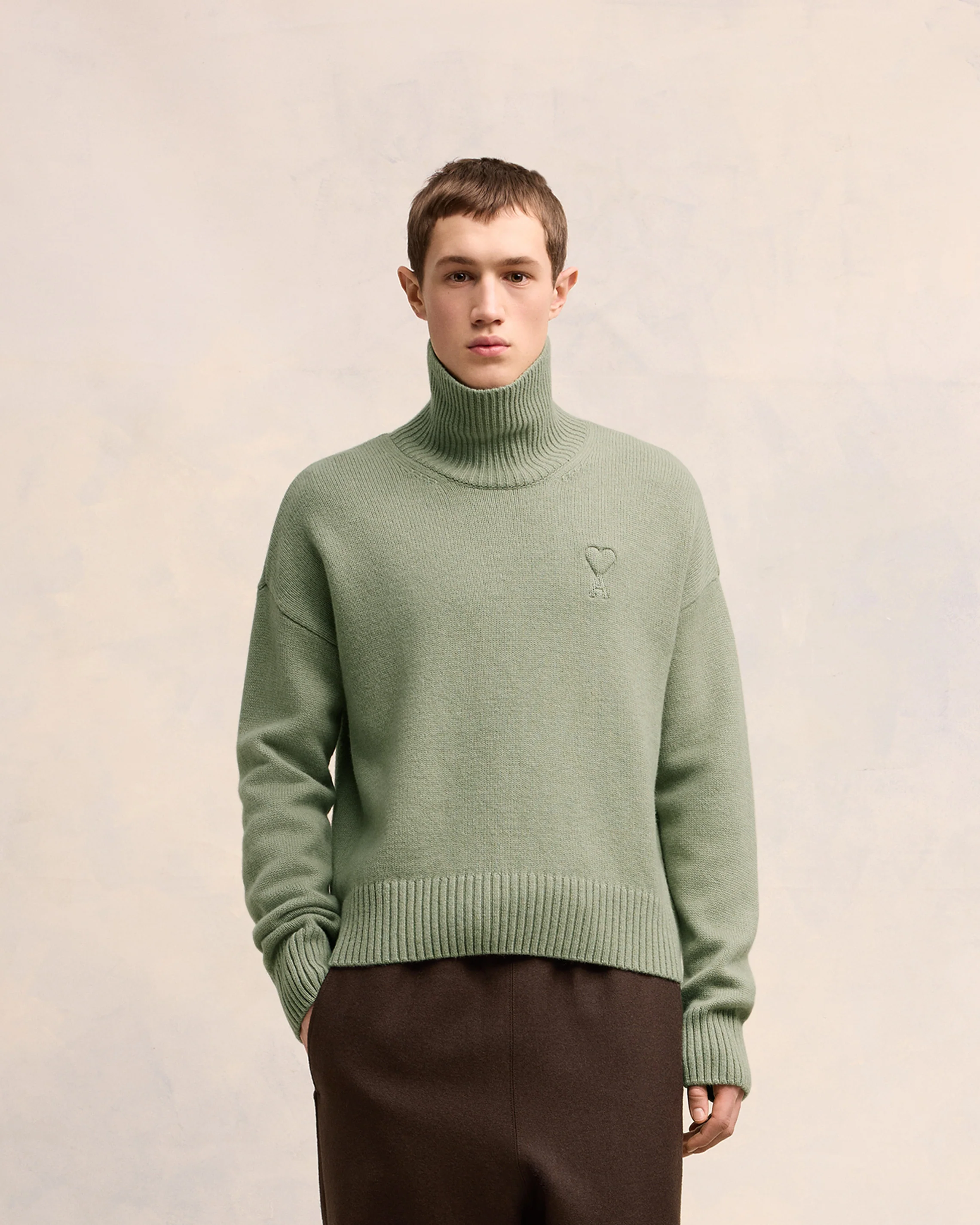 Embossed Ami de Coeur Funnel Neck Sweater