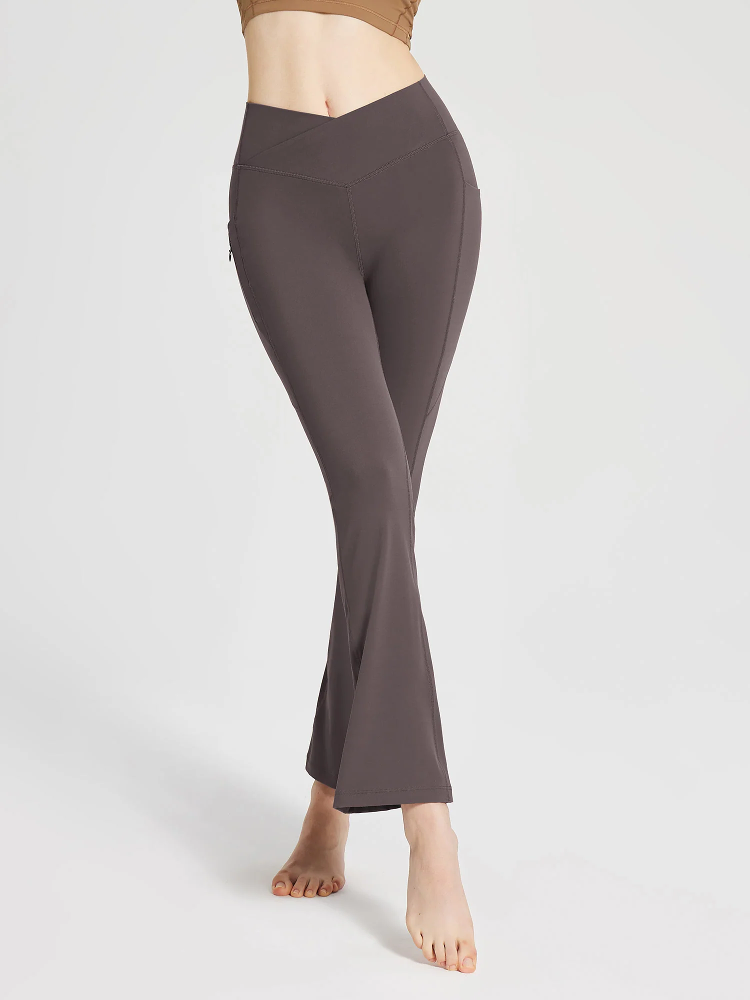 Lycra Cross-Waist Zippered Flared Pants