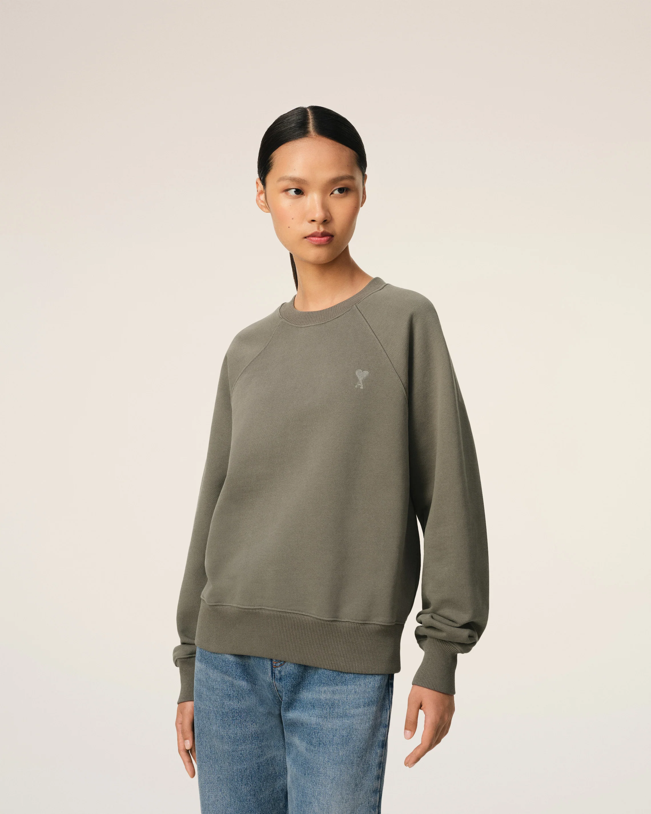 Taupe Cotton Tonal Ami de Coeur Sweatshirt