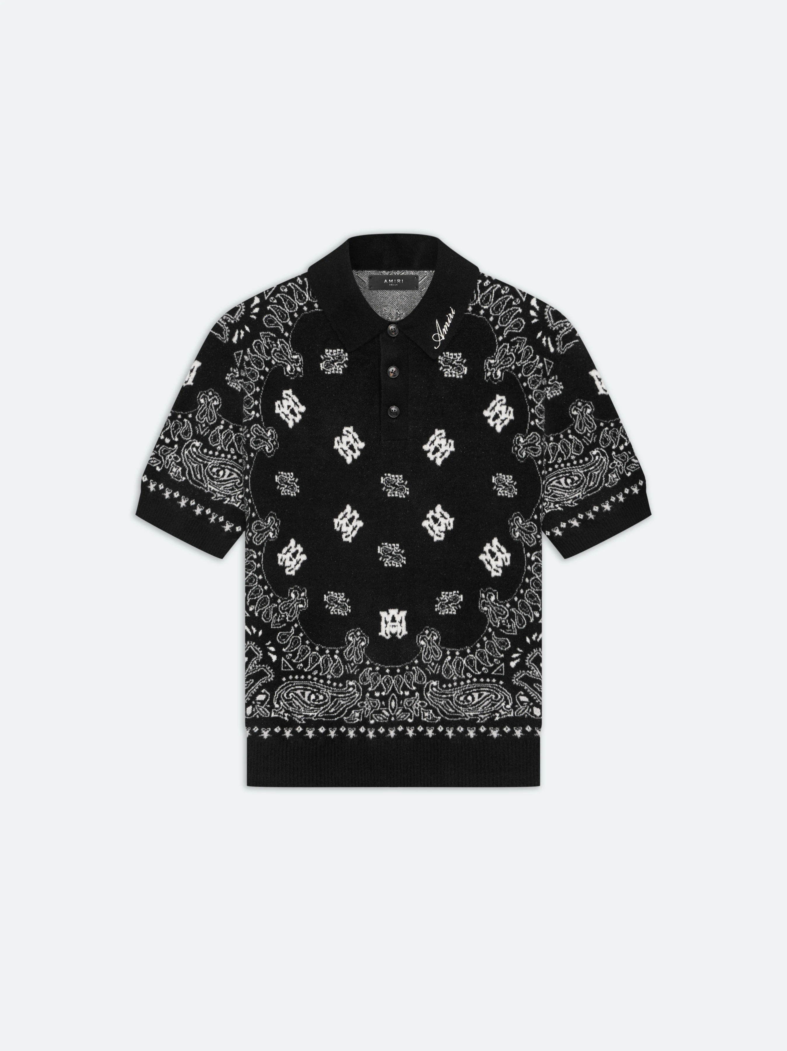BANDANA SHORT SLEEVE POLO - Black