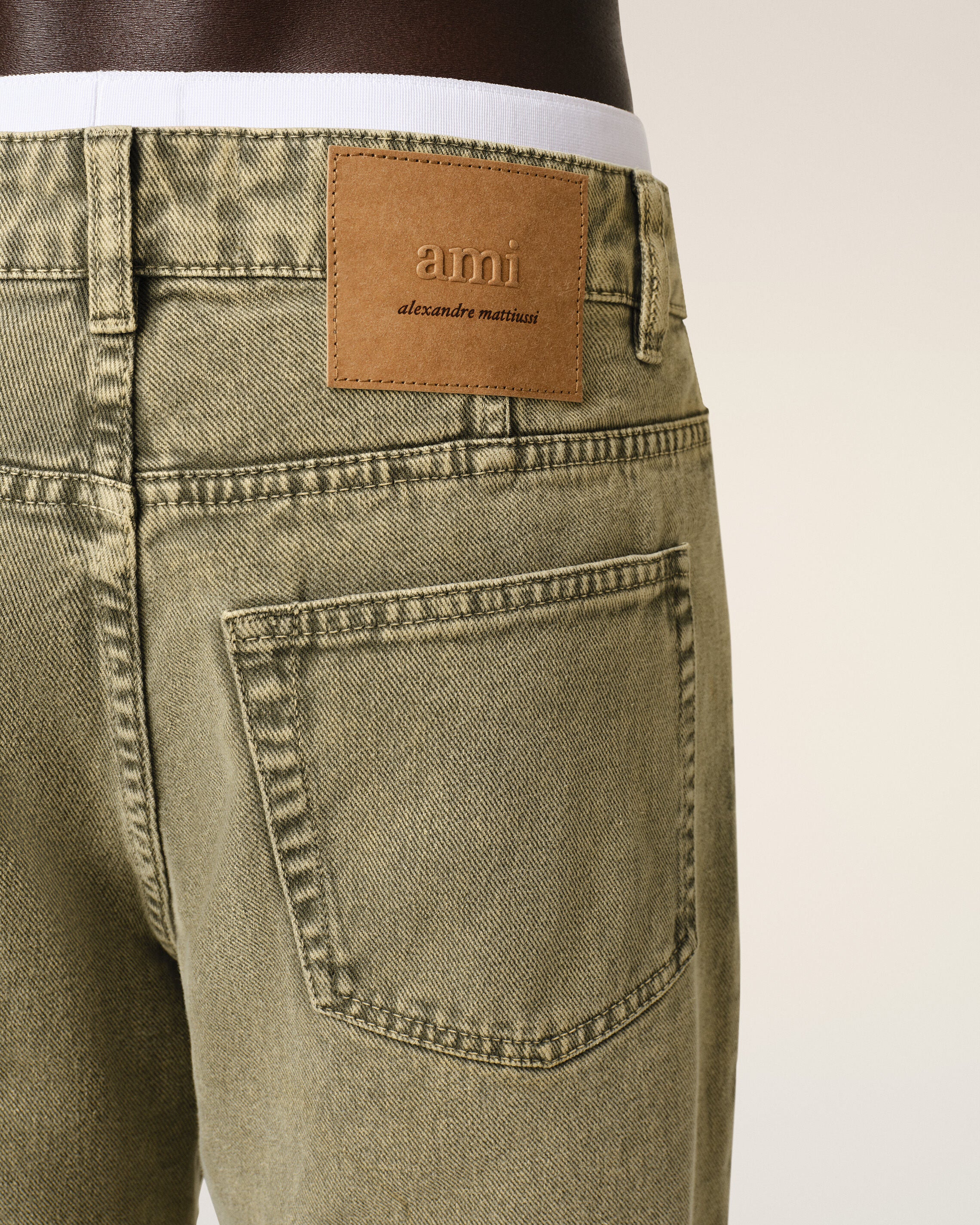 Green Cotton Tapered Fit Jeans