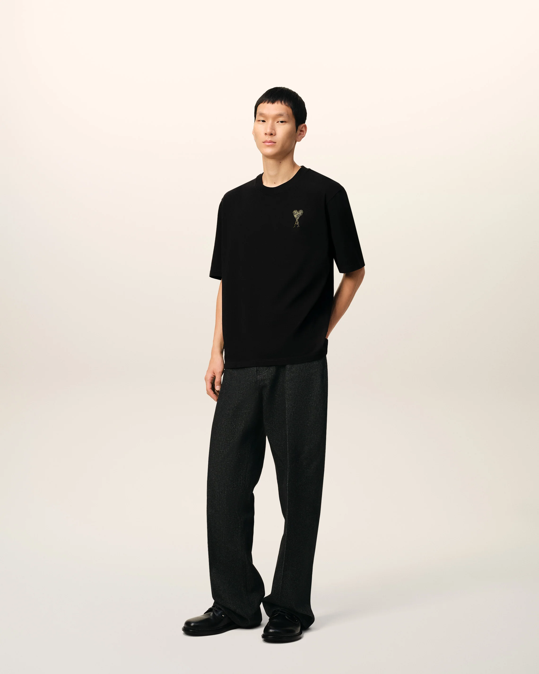 Black Cotton Ami de Coeur T-shirt