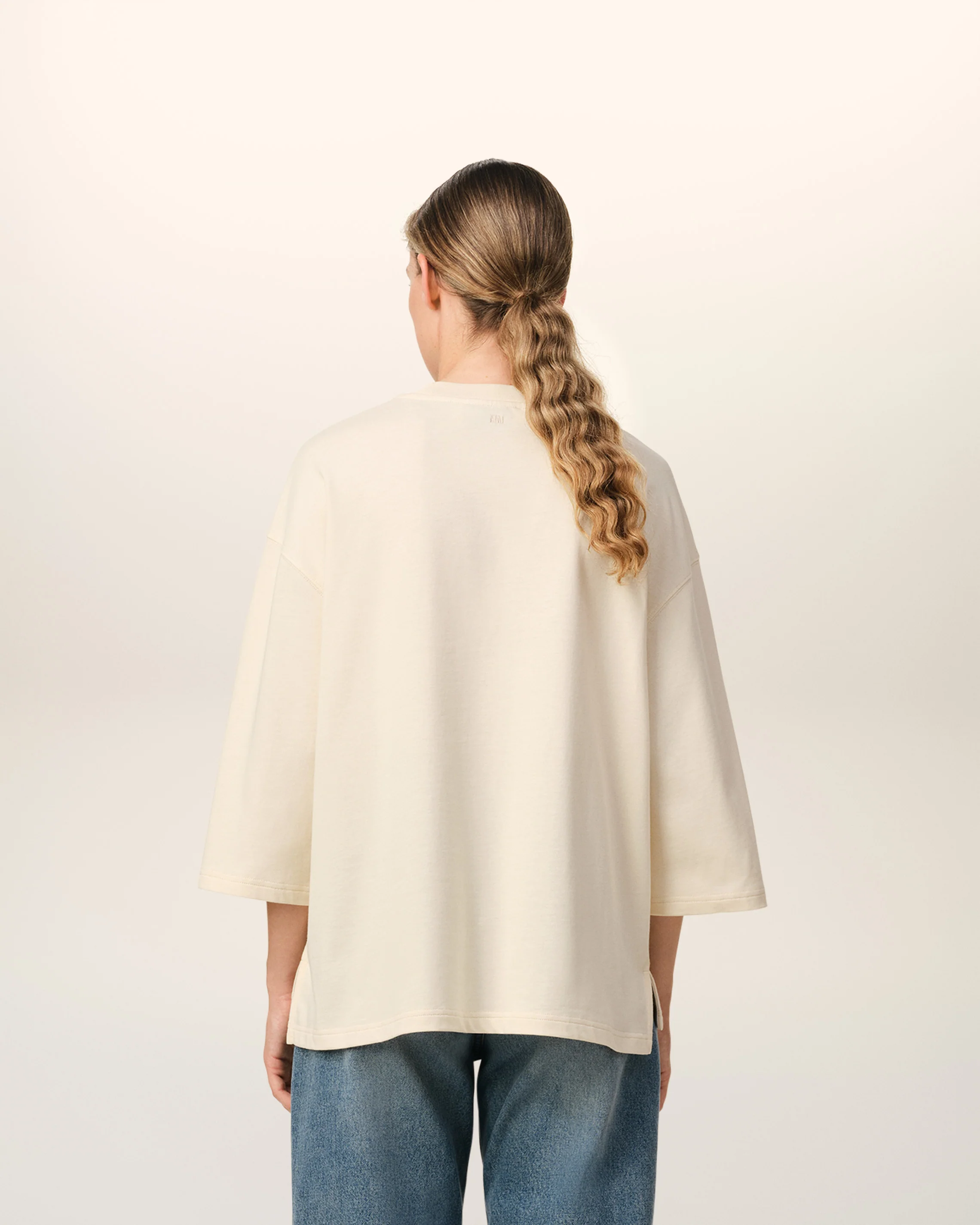 Beige Cotton Ami de Coeur Patch T-Shirt