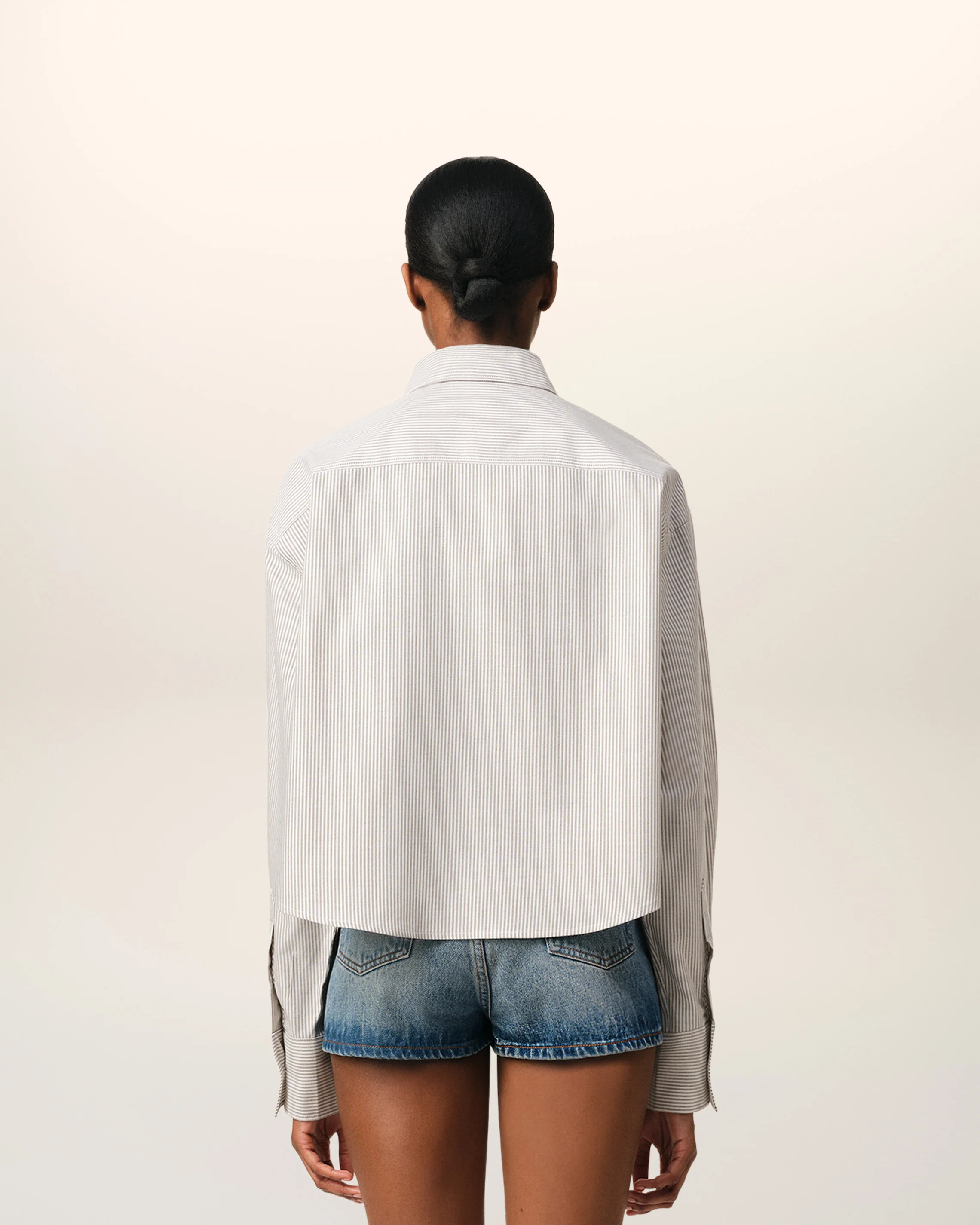 Green Cotton Cropped Oversized Shirt