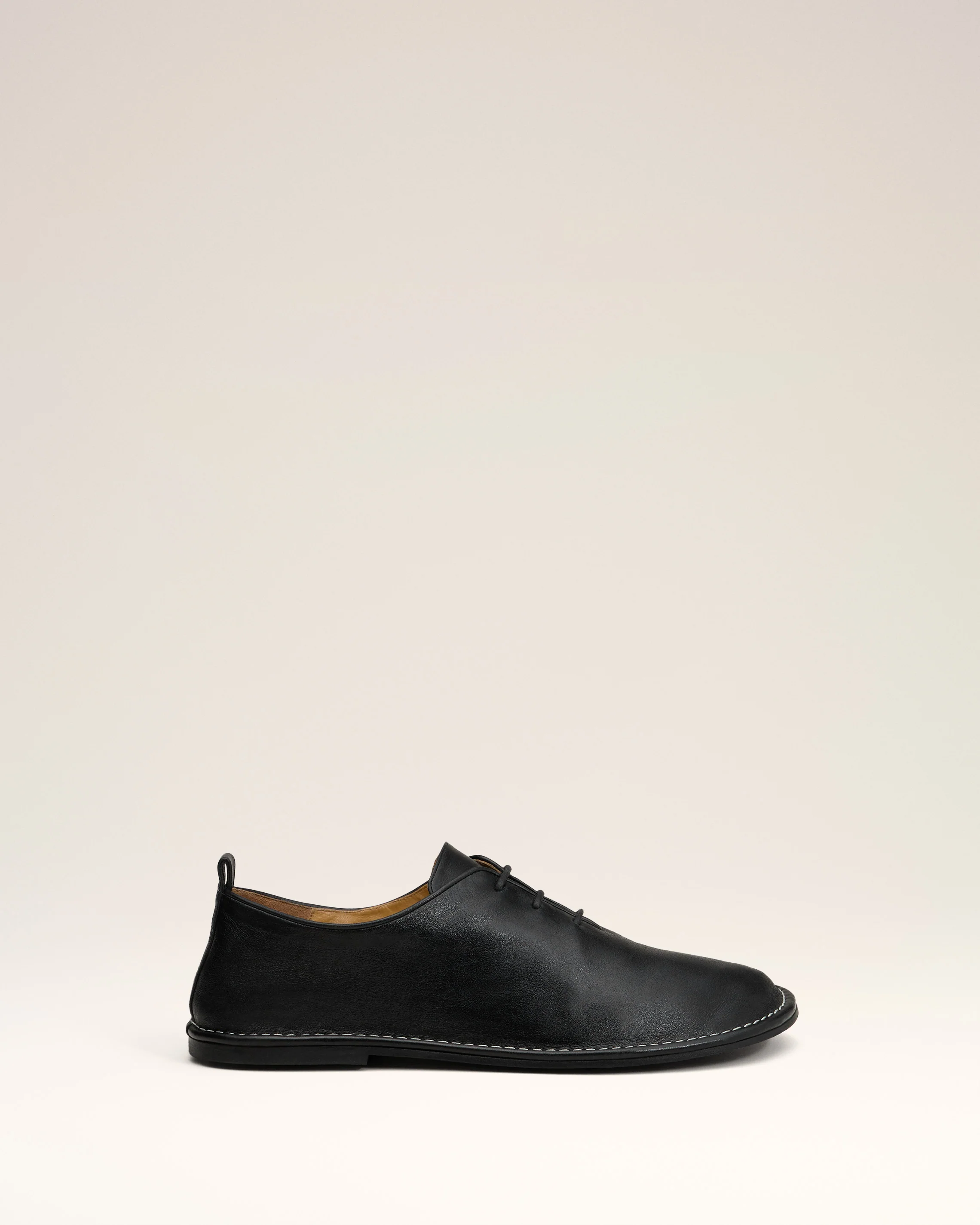 Black Leather One Cut Shoes