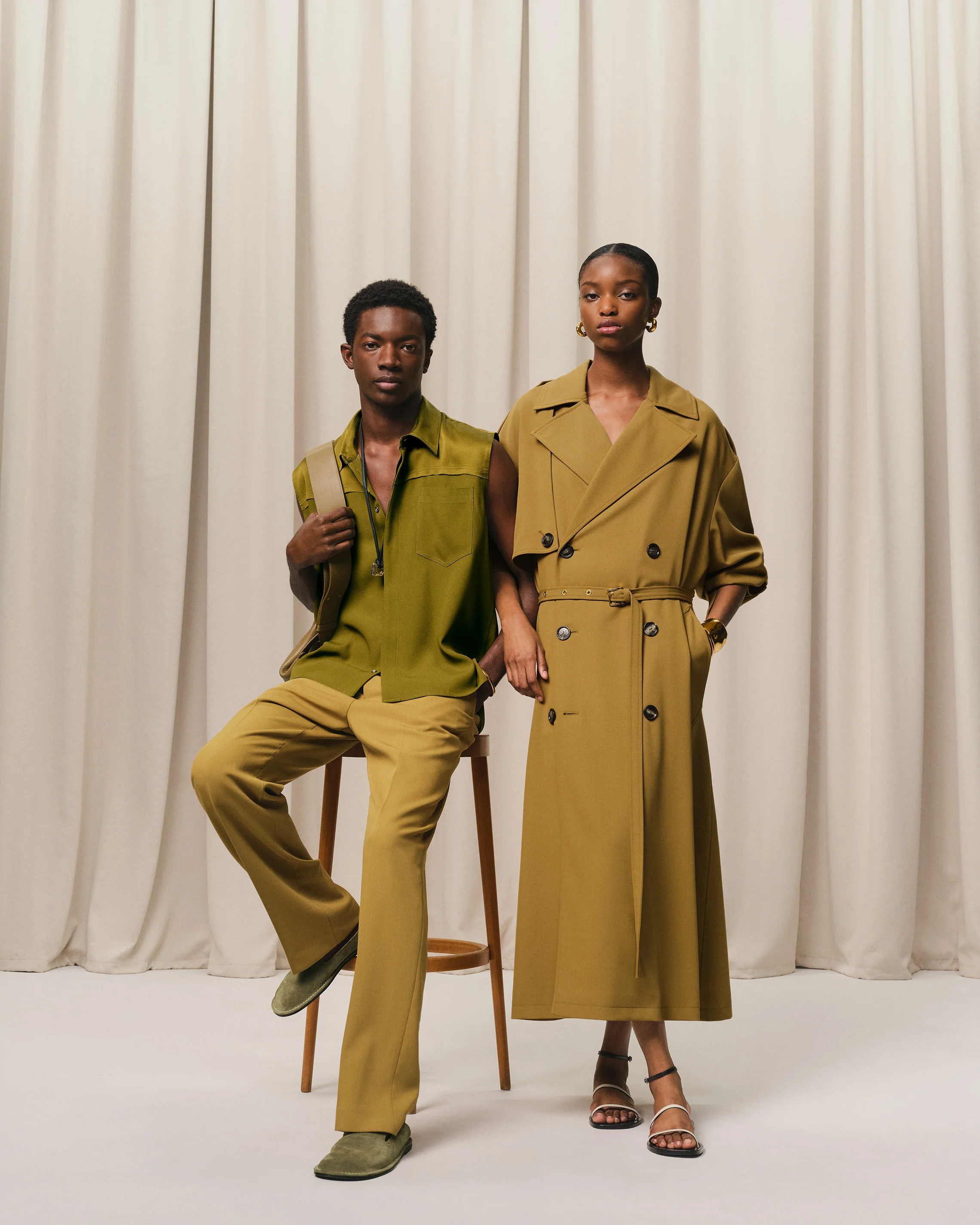 Mustard Wool Trench Coat