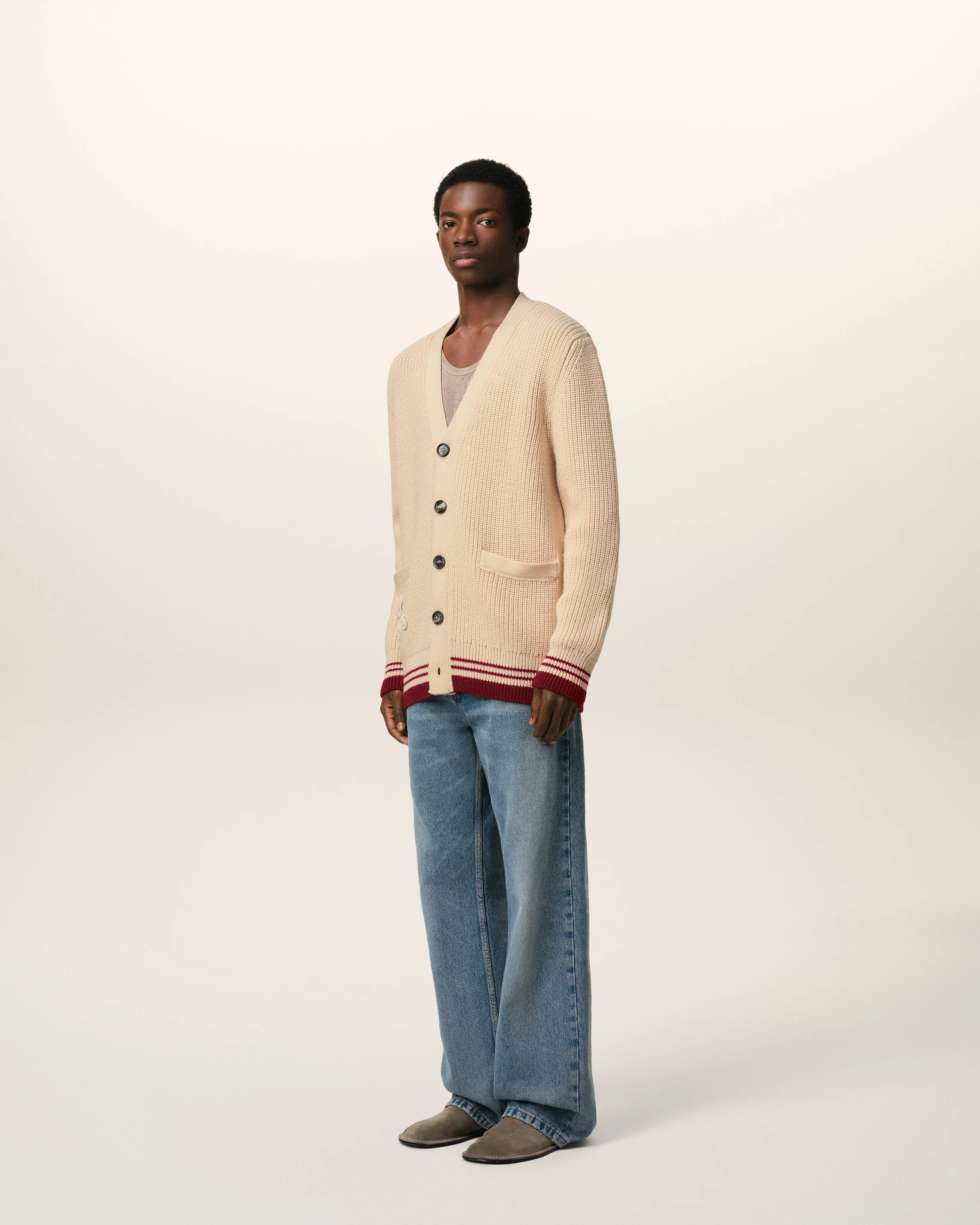 Beige Wool Ribbed Sweater