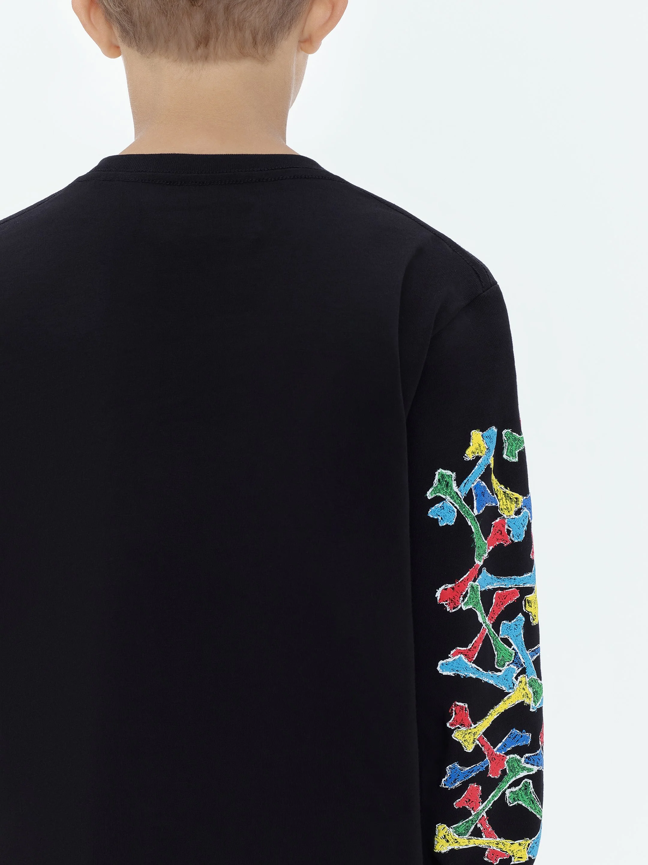 KIDS - AMIRI BONES SCRIBBLE LONG SLEEVE TEE - Black