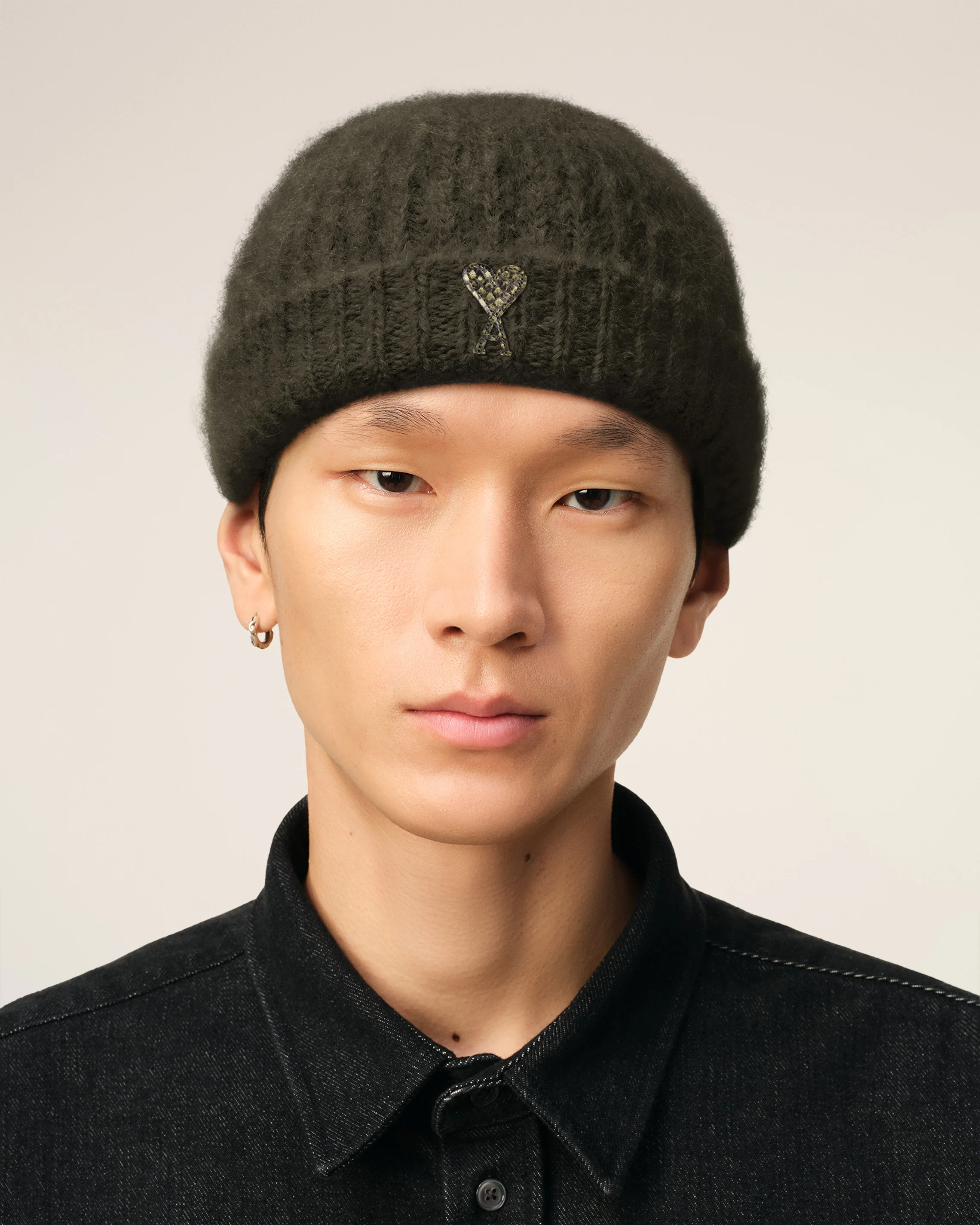 Bonnet Ami De Coeur Kaki En Alpaga