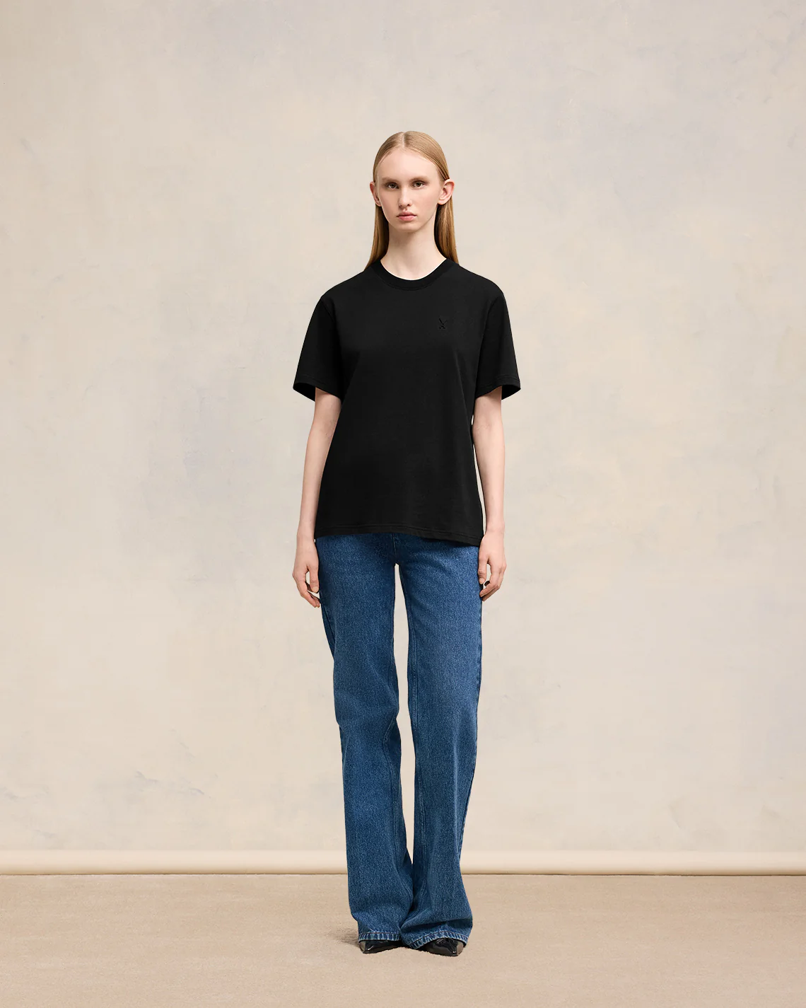 Black Cotton Ami de Coeur T-Shirt