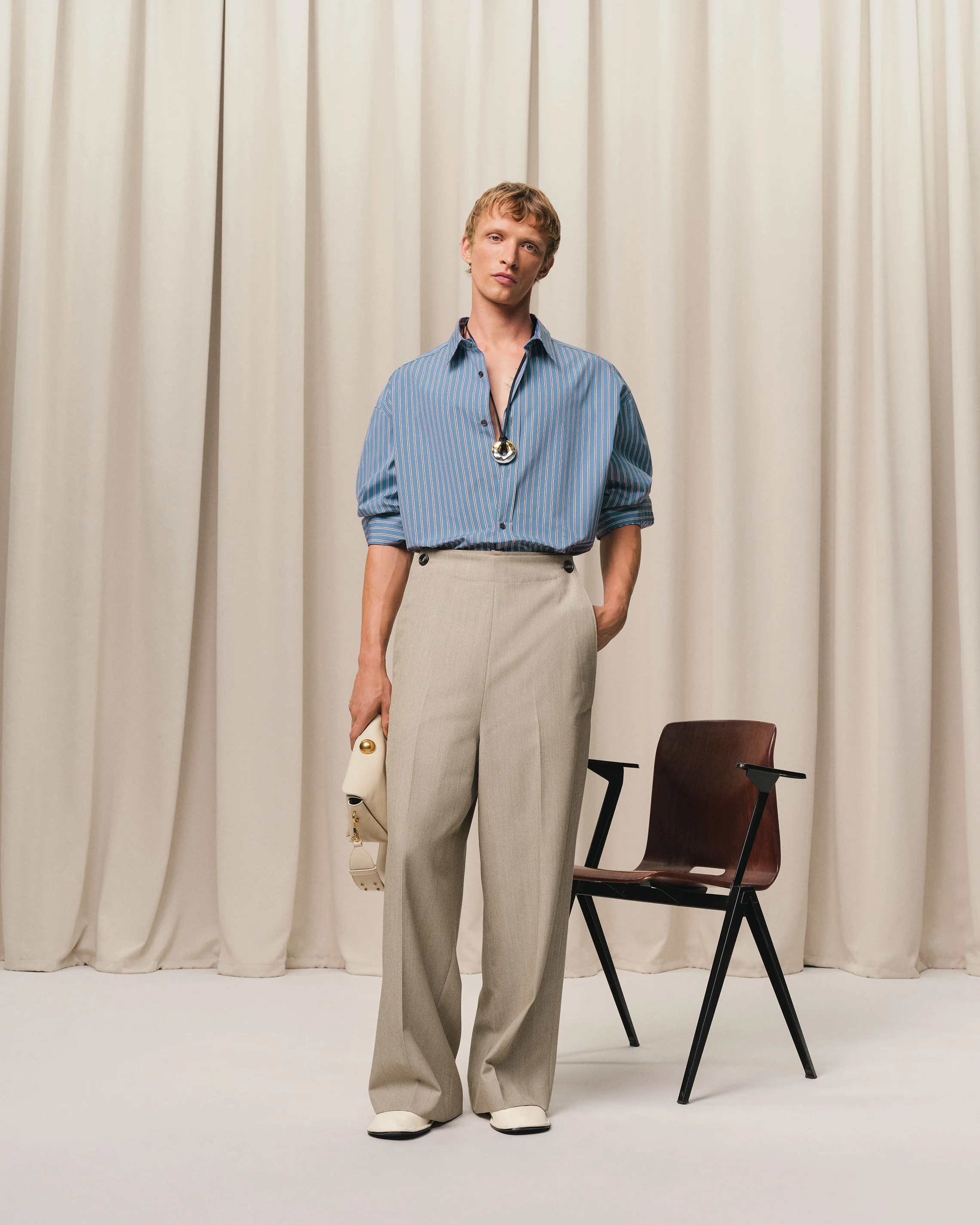 Beige New Wool Sailor Trousers