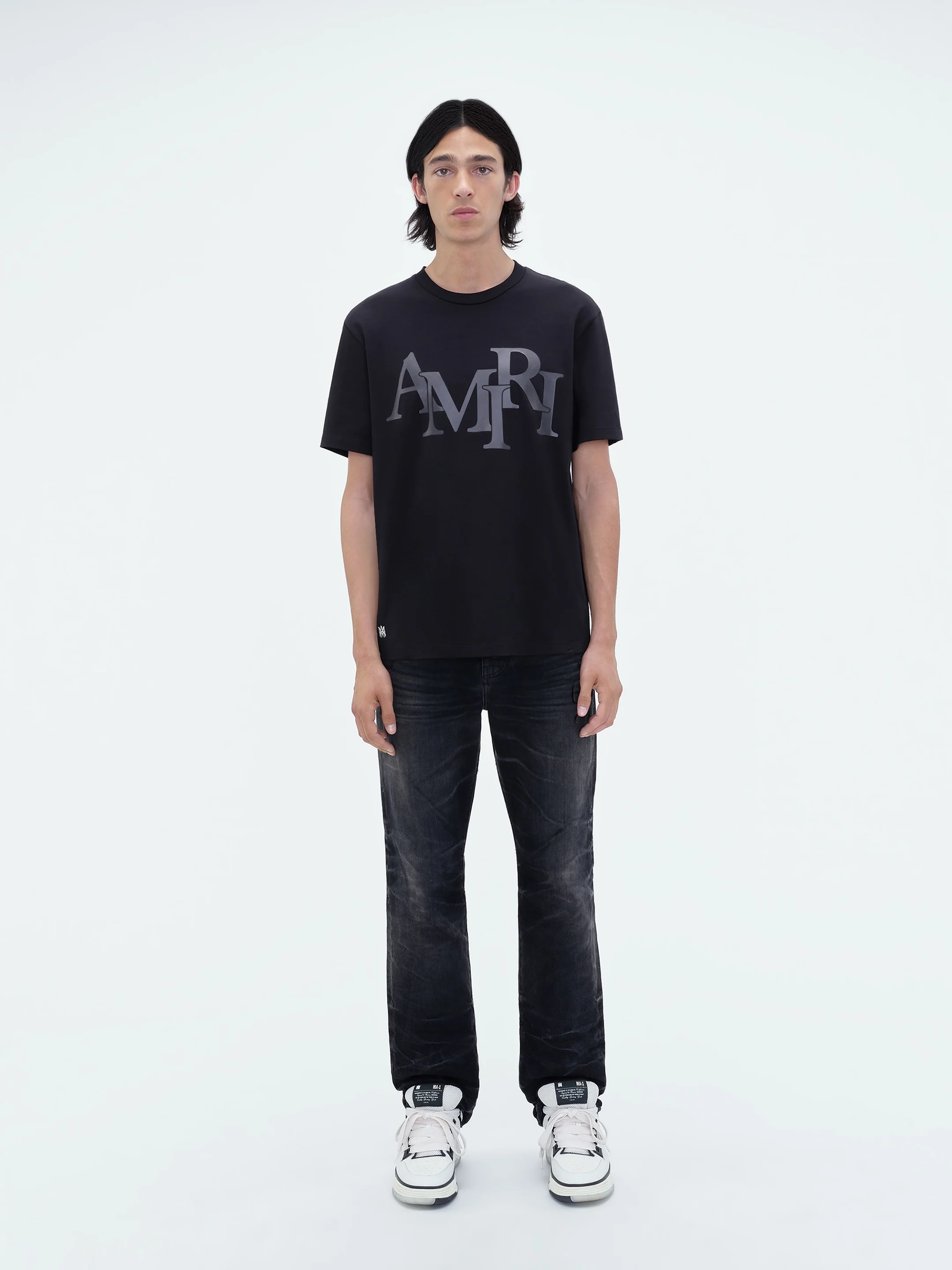 AMIRI STAGGERED LOGO TEE - Black