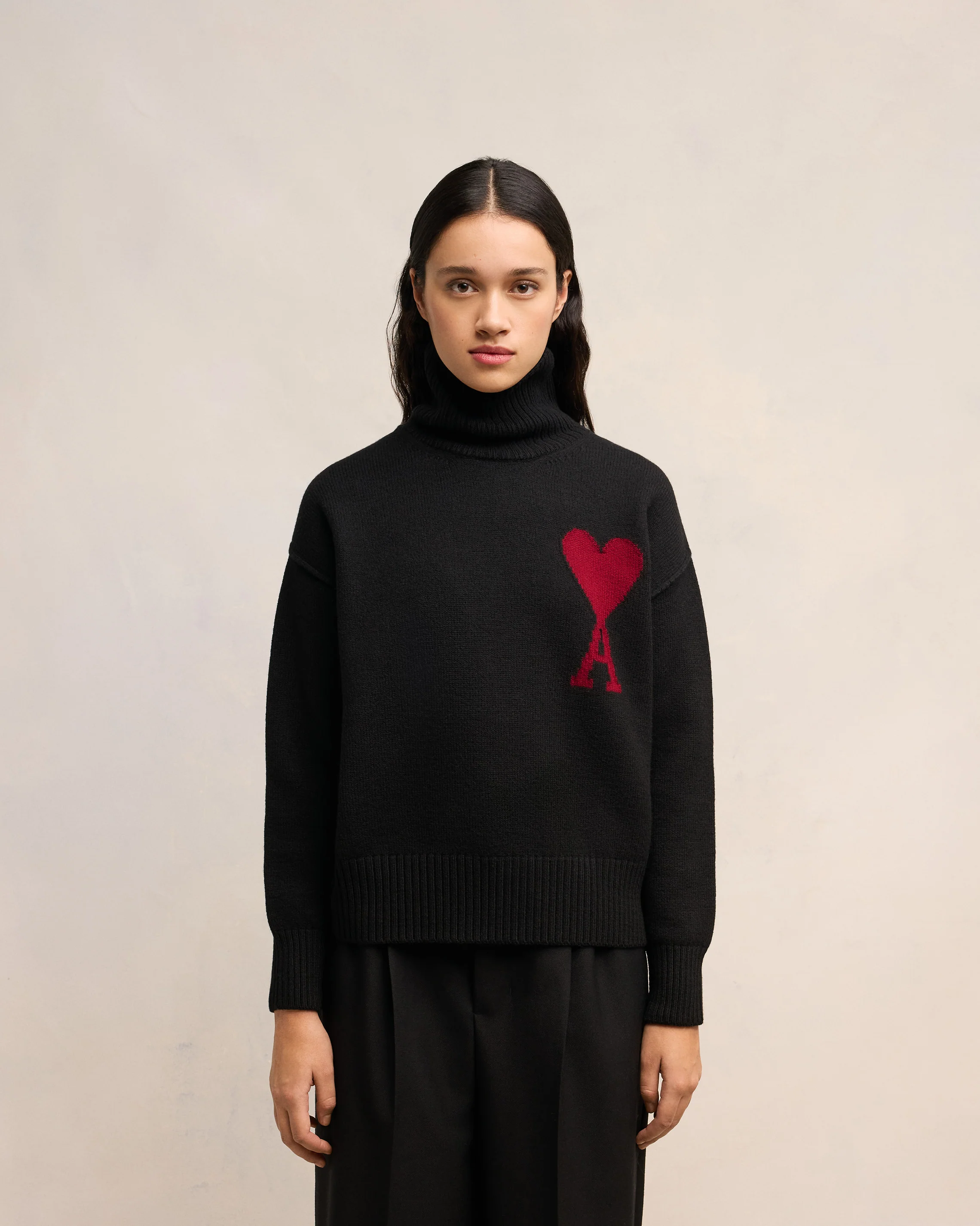 Black Wool Ami de Coeur Sweater