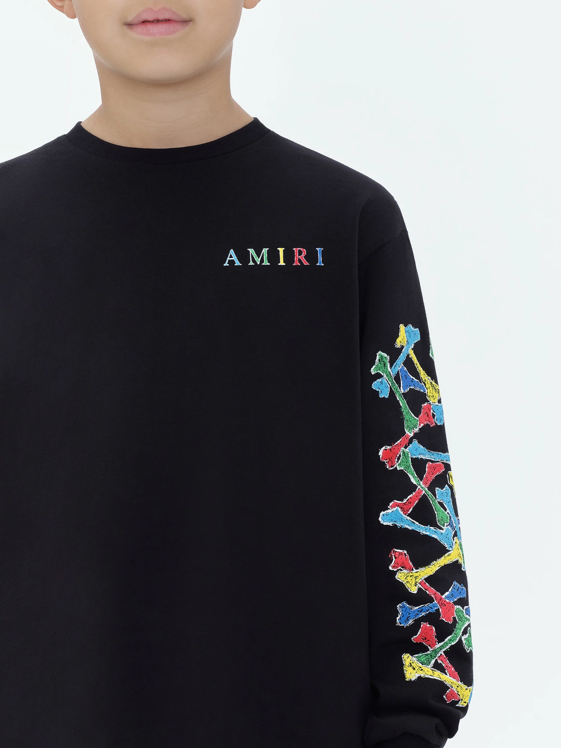 KIDS - AMIRI BONES SCRIBBLE LONG SLEEVE TEE - Black