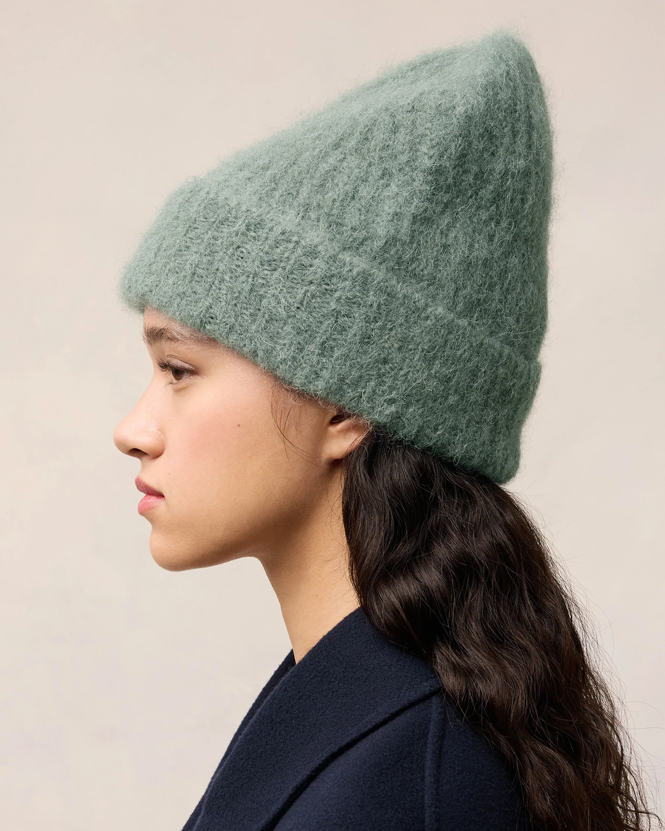 Alpaca Mohair Ribbed Beanie