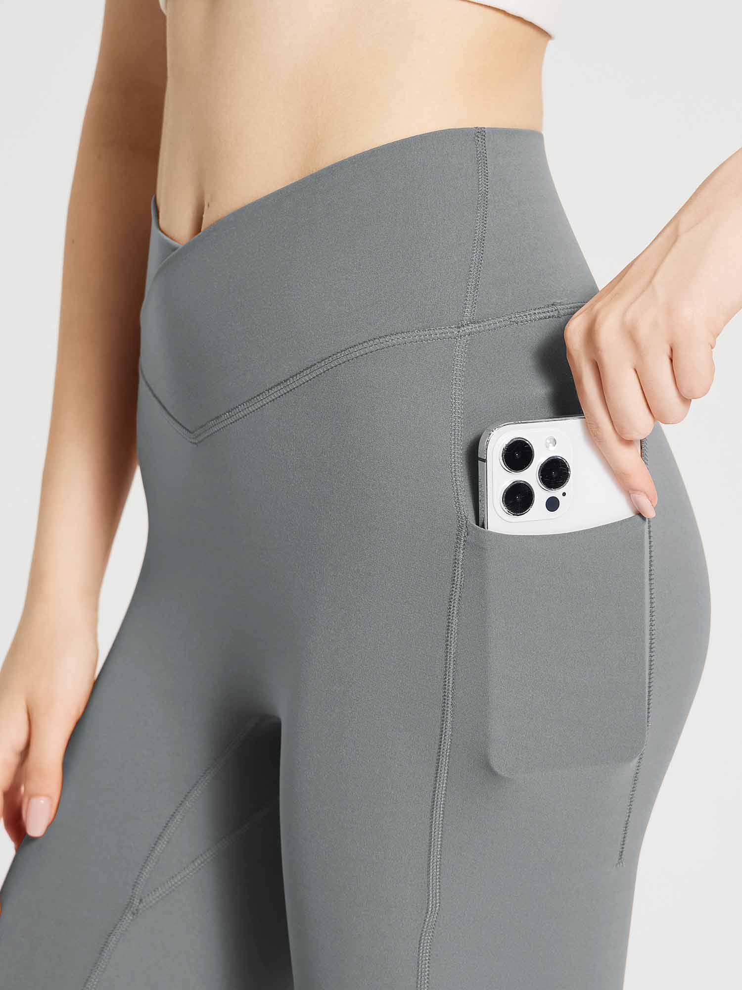 Lycra Cross-Waist High-Rise Leggings