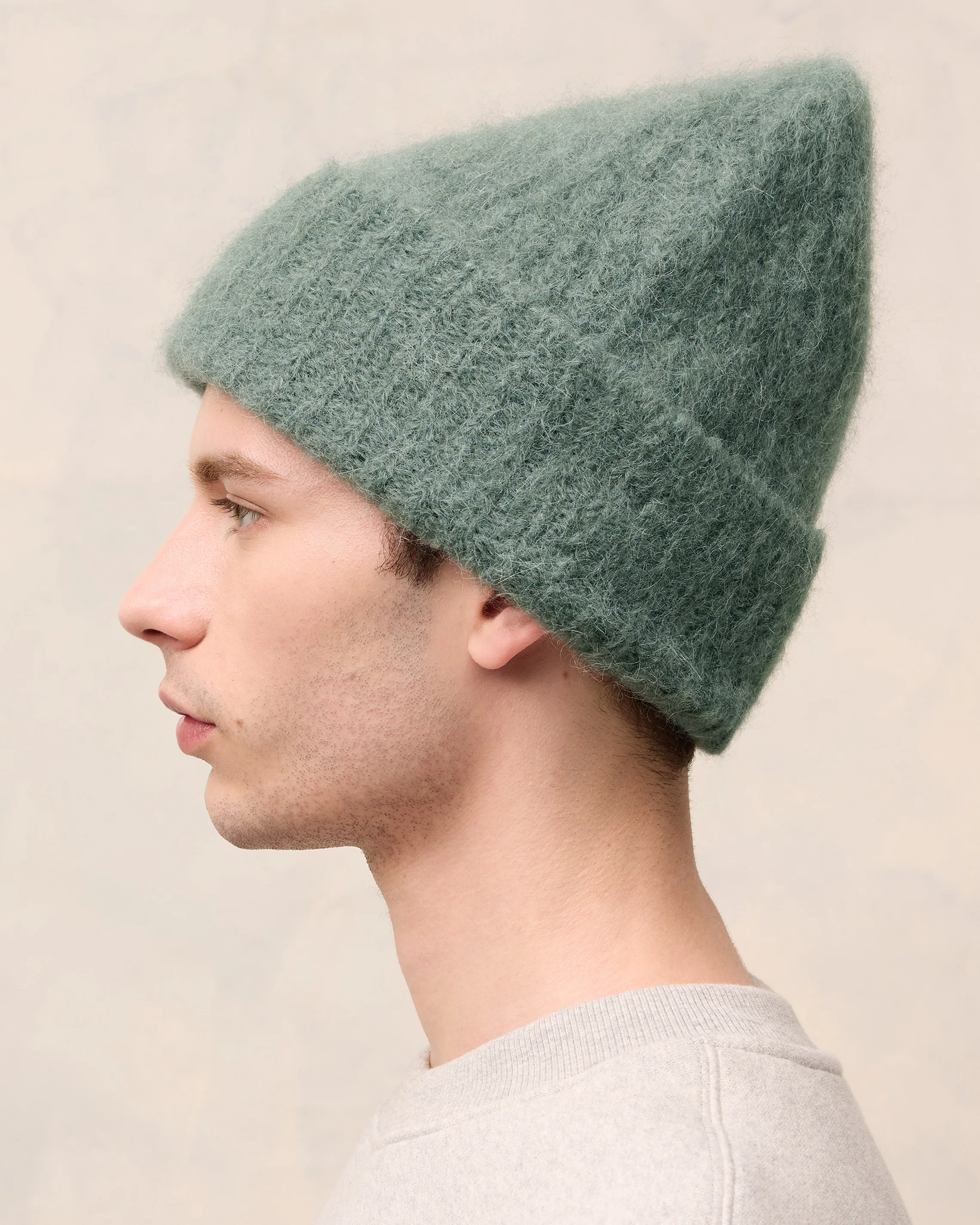 Alpaca Mohair Ribbed Beanie