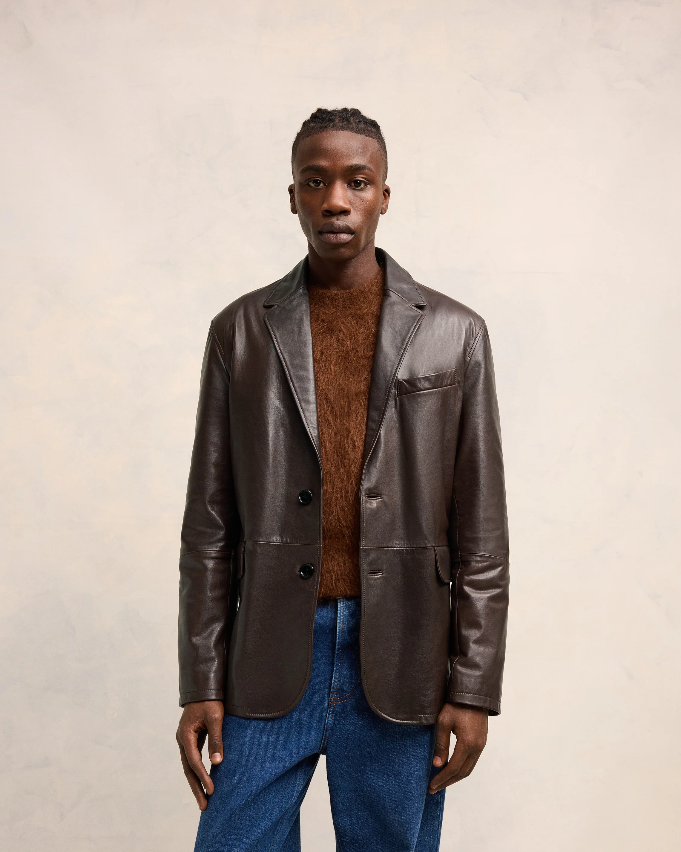 Leather Two Buttons Jacket