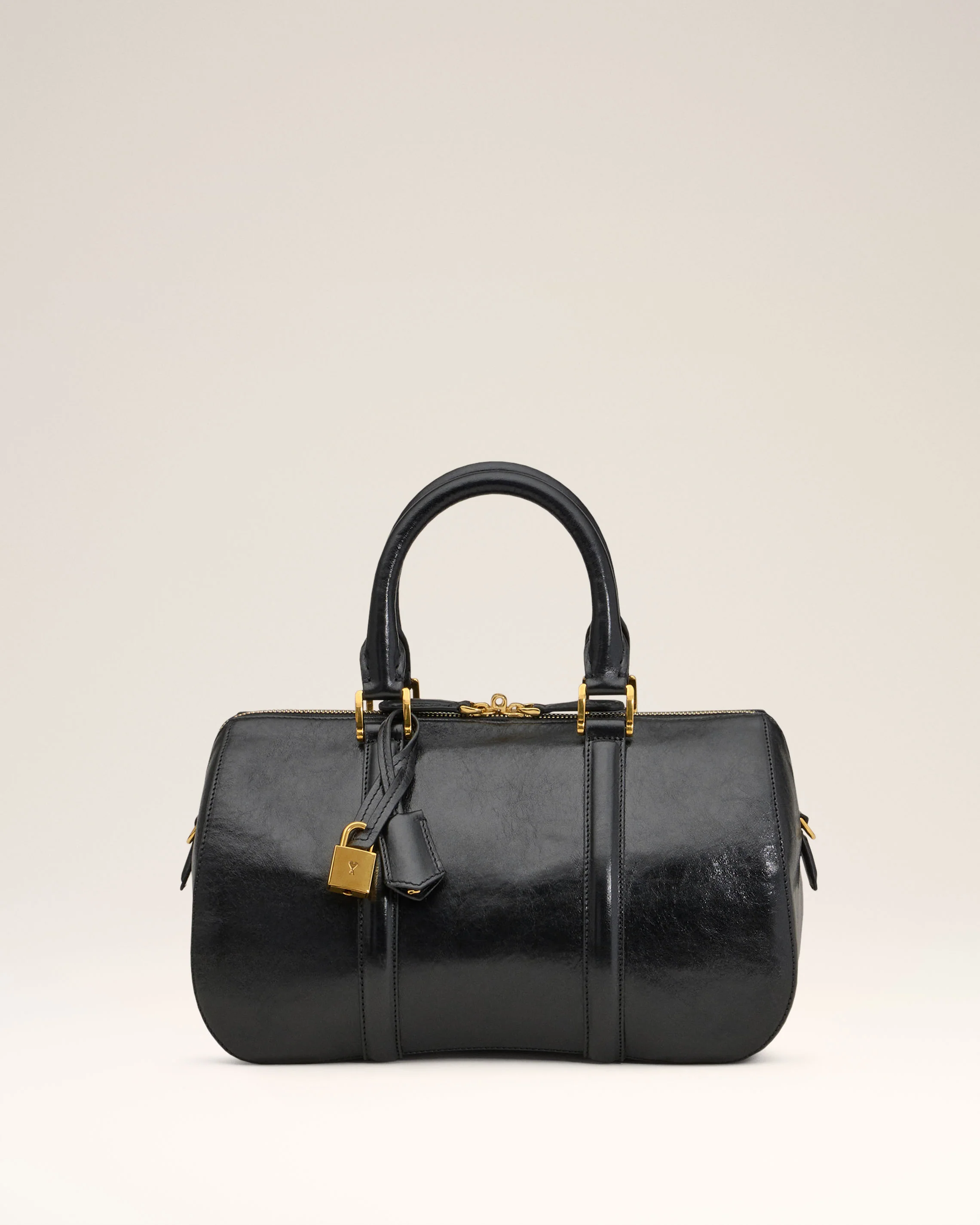 Black Leather Boston Bag