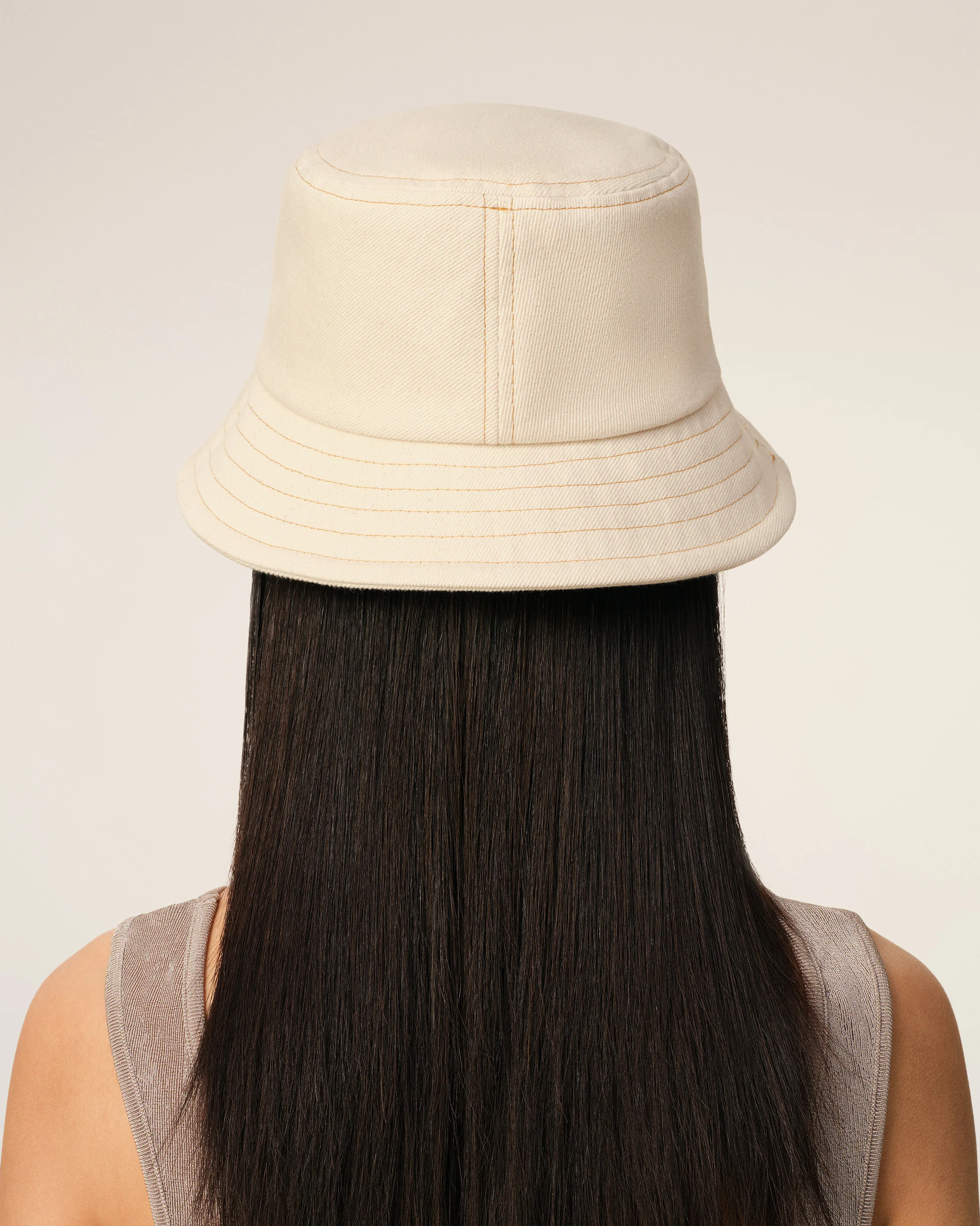 Beige Cotton Ami de Coeur Embroidery Bucket Hat