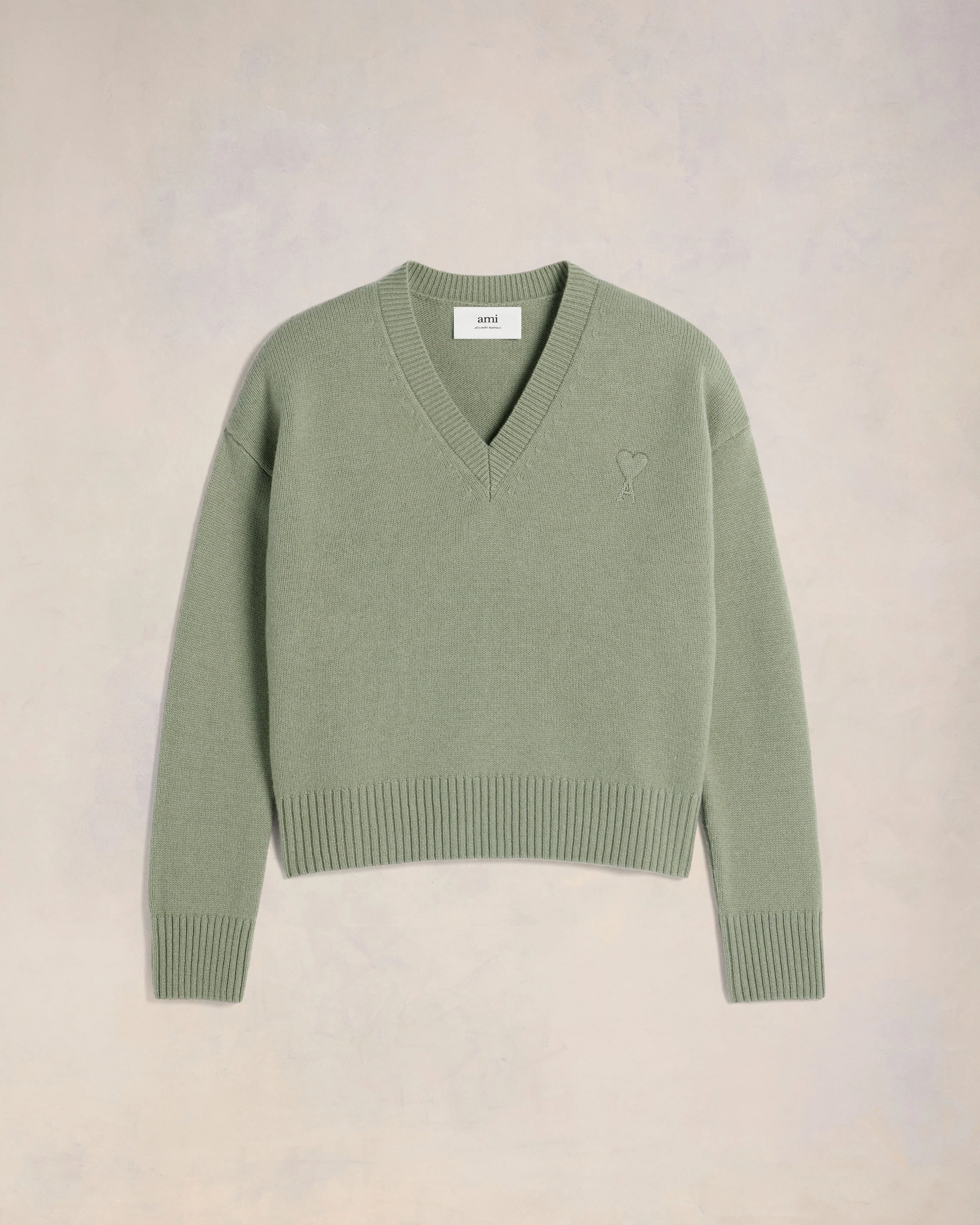 Embossed Ami de Coeur V Neck Sweater