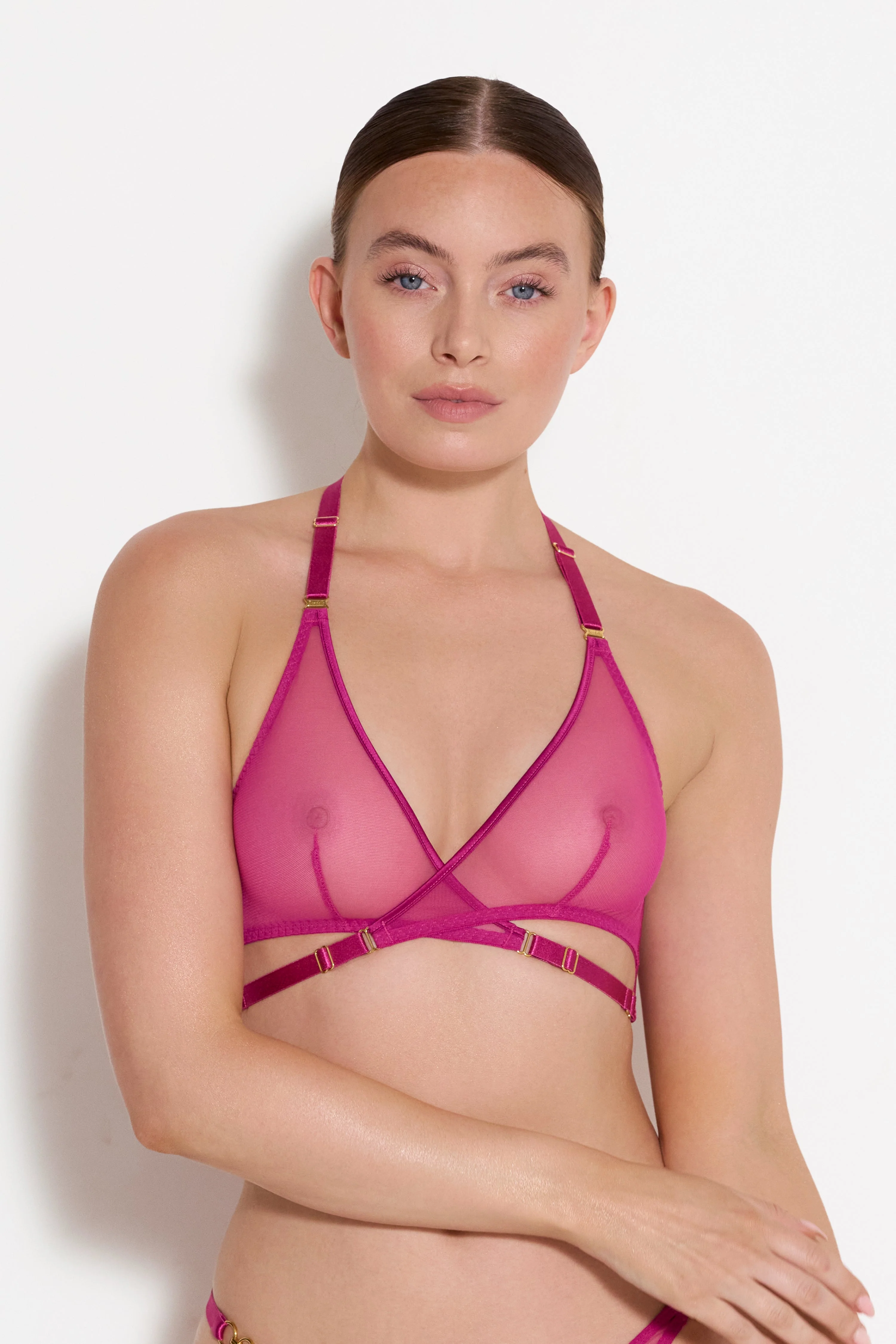 The Essentials Art Deco Mesh Wrap Bra