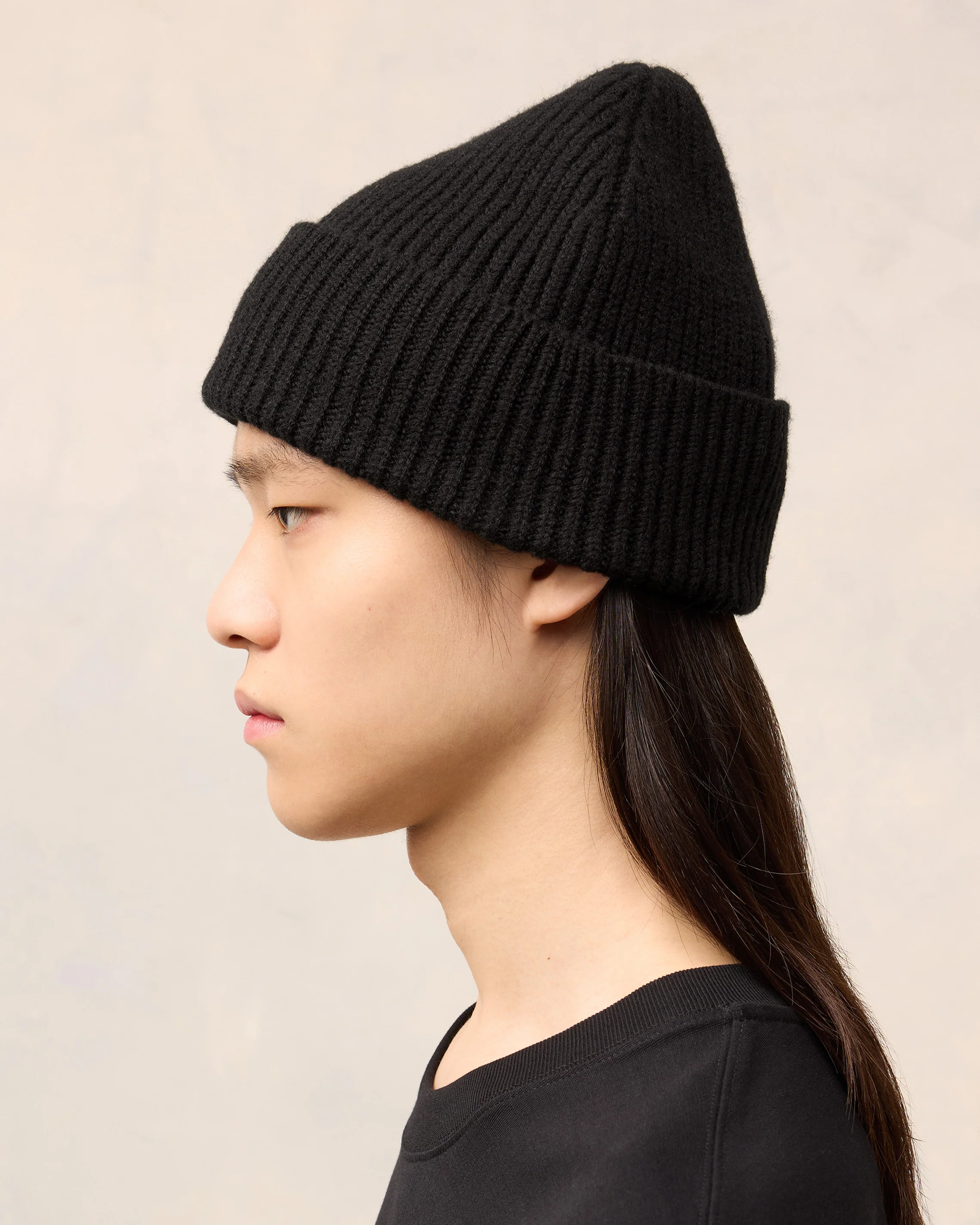Black Wool Ami de Coeur Beanie