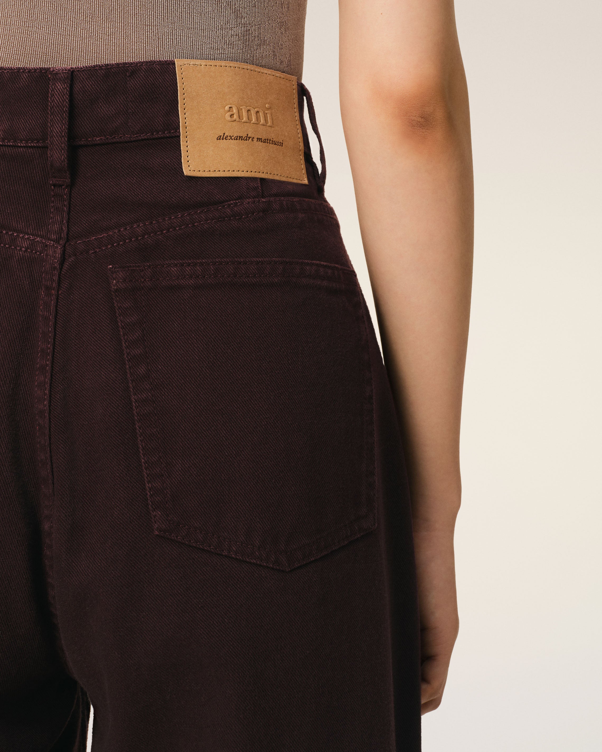 Burgundy Cotton Wide Fit Jeans