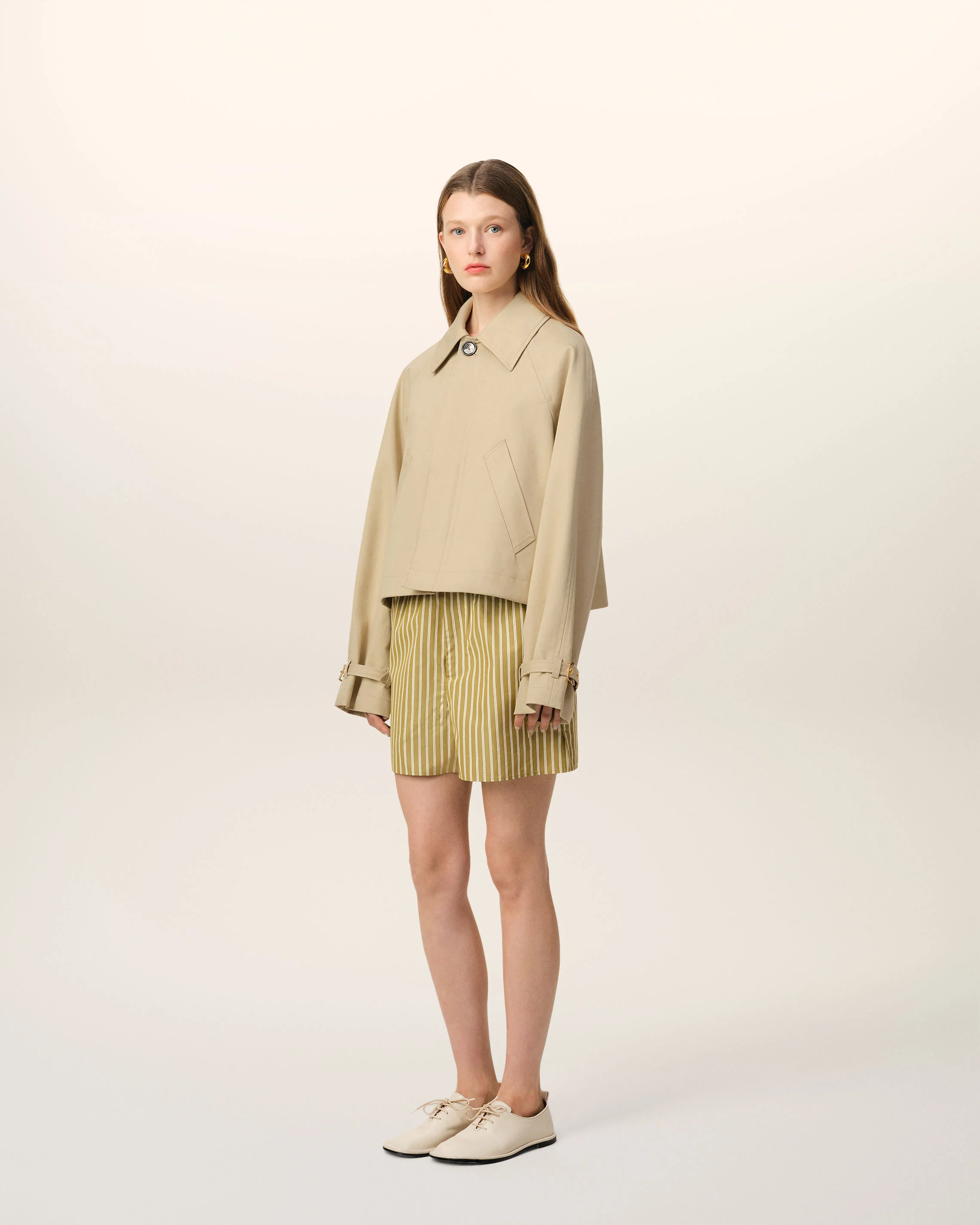 Beige Cotton Buttoned Jacket