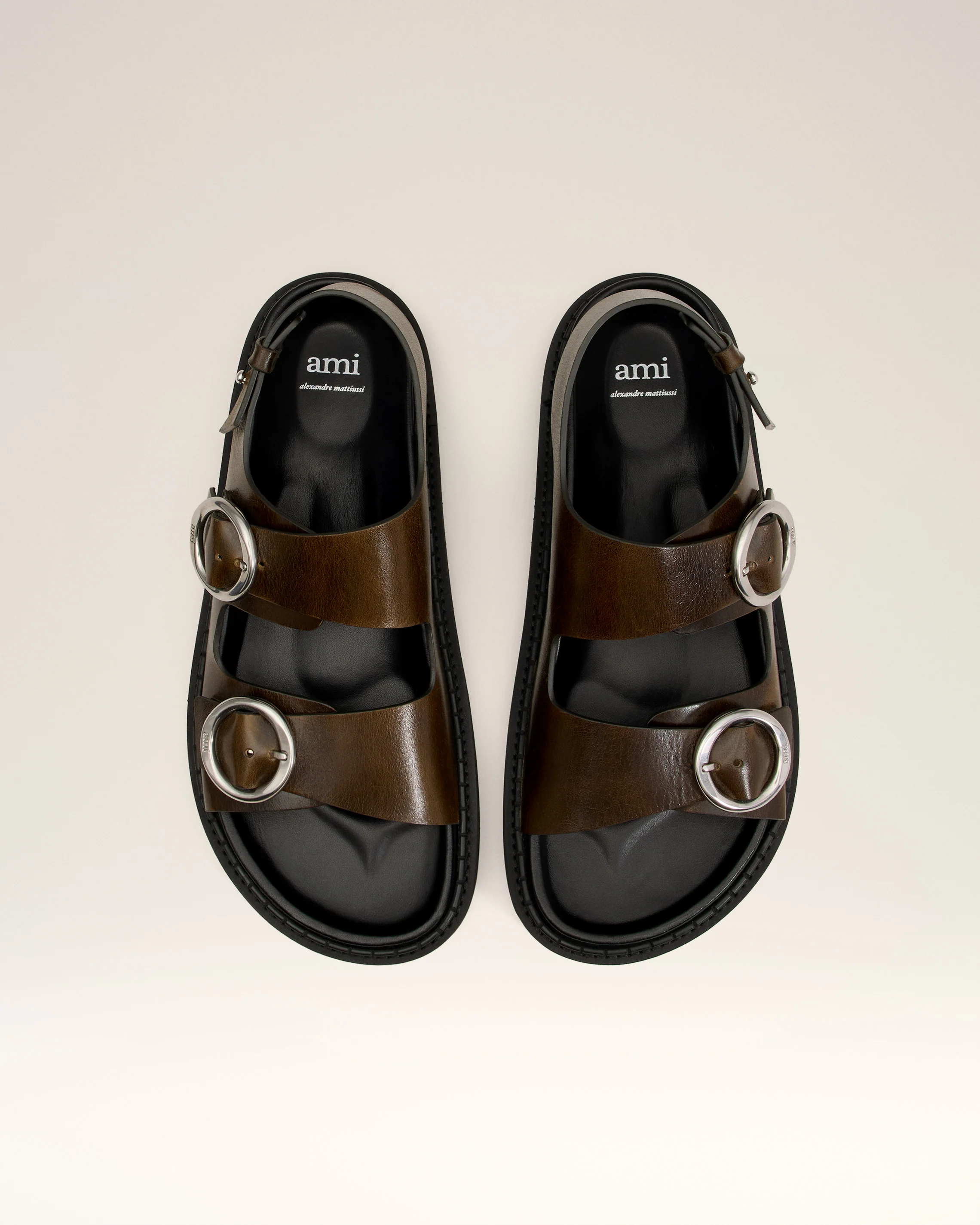 Green Leather Fussbet Midi Sandals