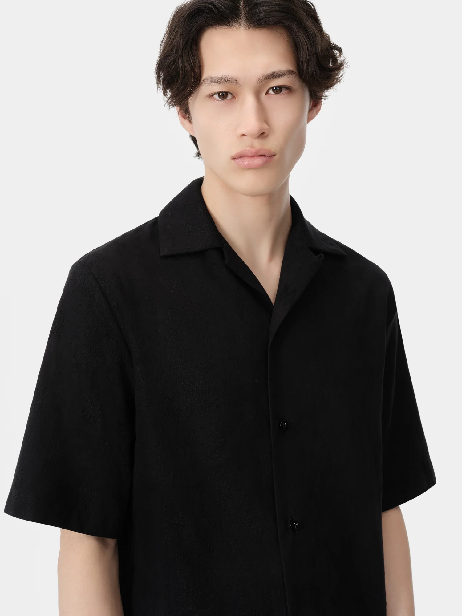 MA BANDANA LINEN CAMP SHIRT - Black