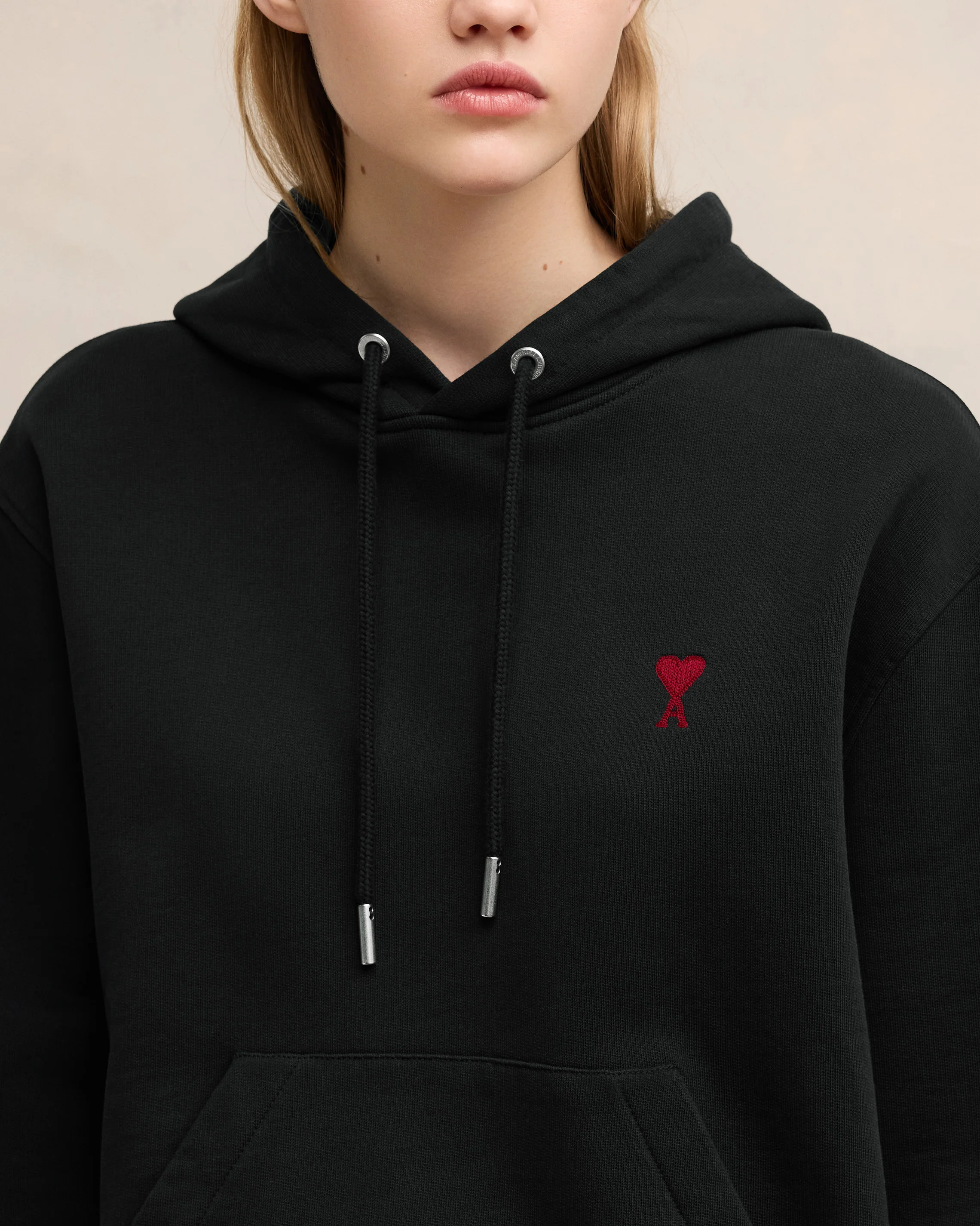 Black Cotton Ami de Coeur Hoodie
