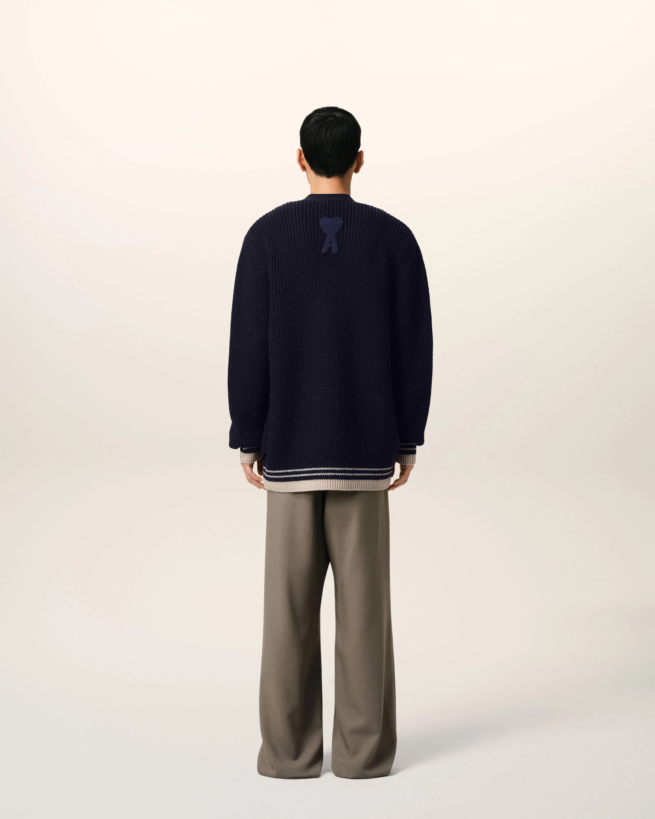 Navy Wool Ribbed Sweater