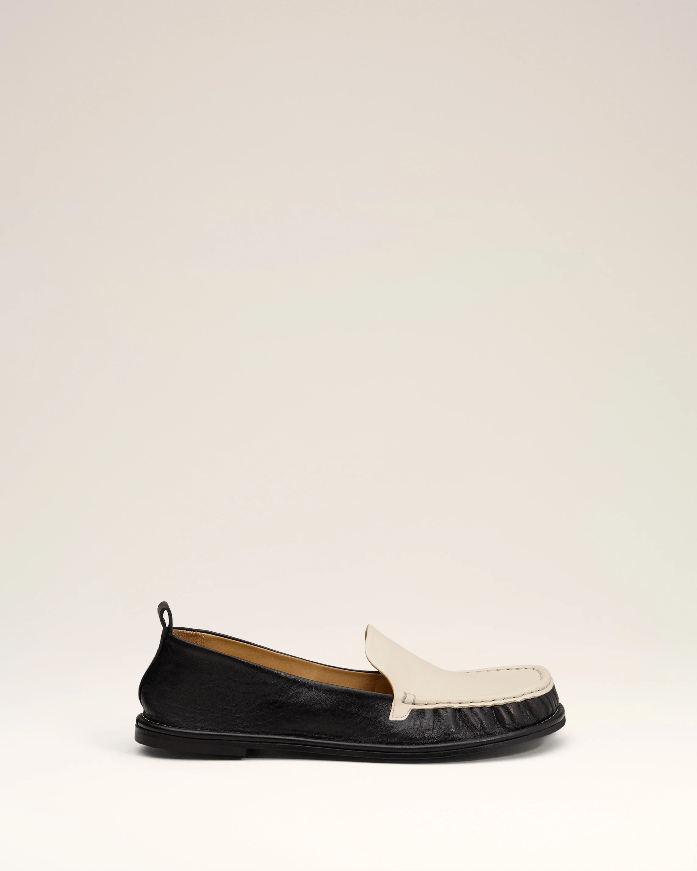 Black Leather Midi Loafers