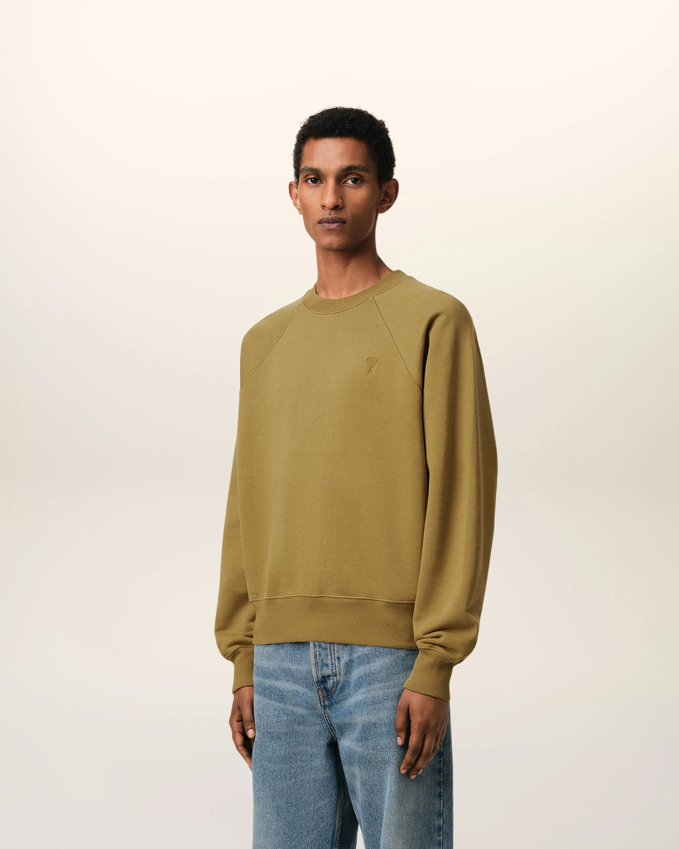 Mustard Cotton Tonal Ami de Coeur Sweatshirt