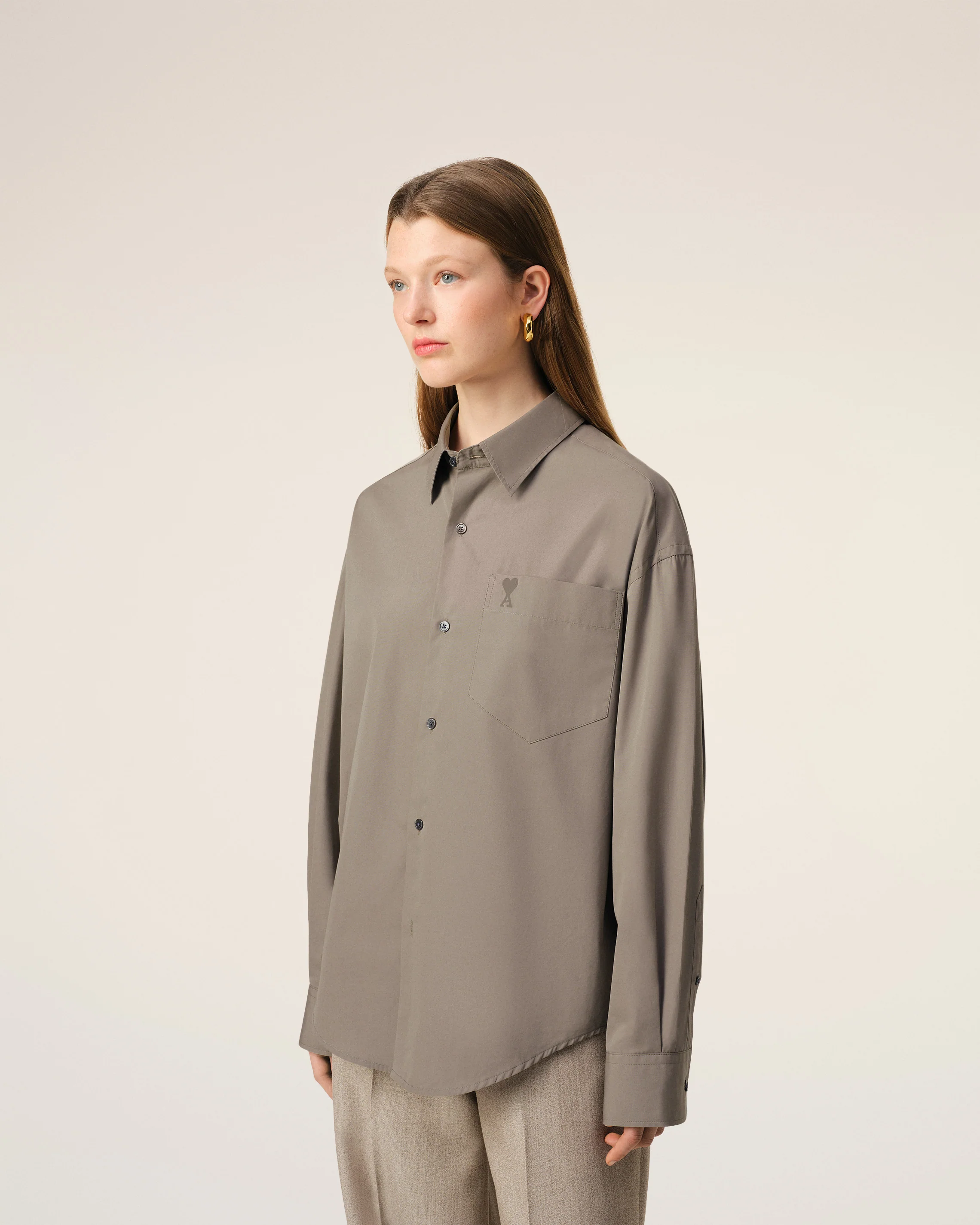 Beige Cotton Ami de Coeur Boxy Shirt