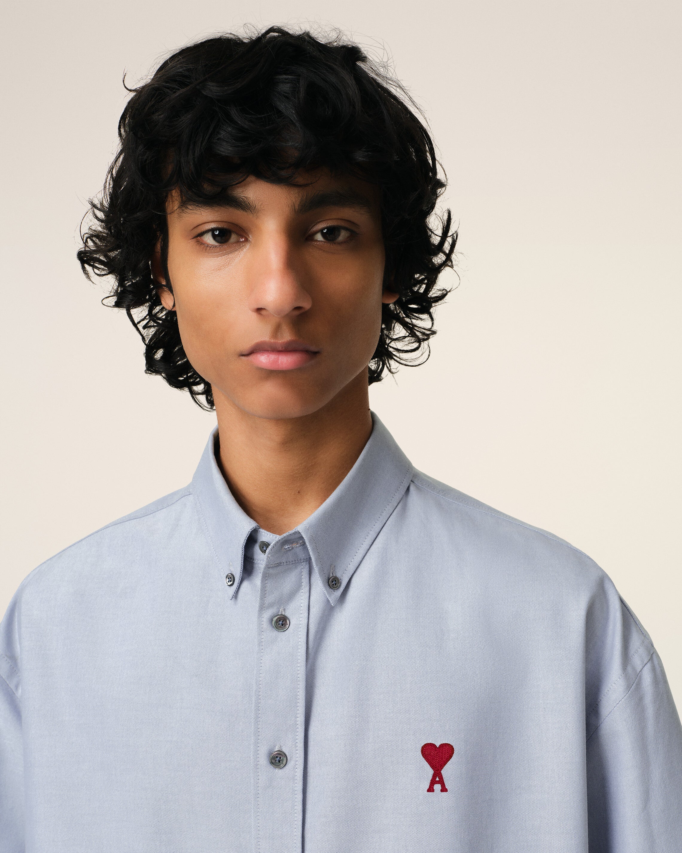 Blue Cotton Boxy Fit Short Sleeves Shirt