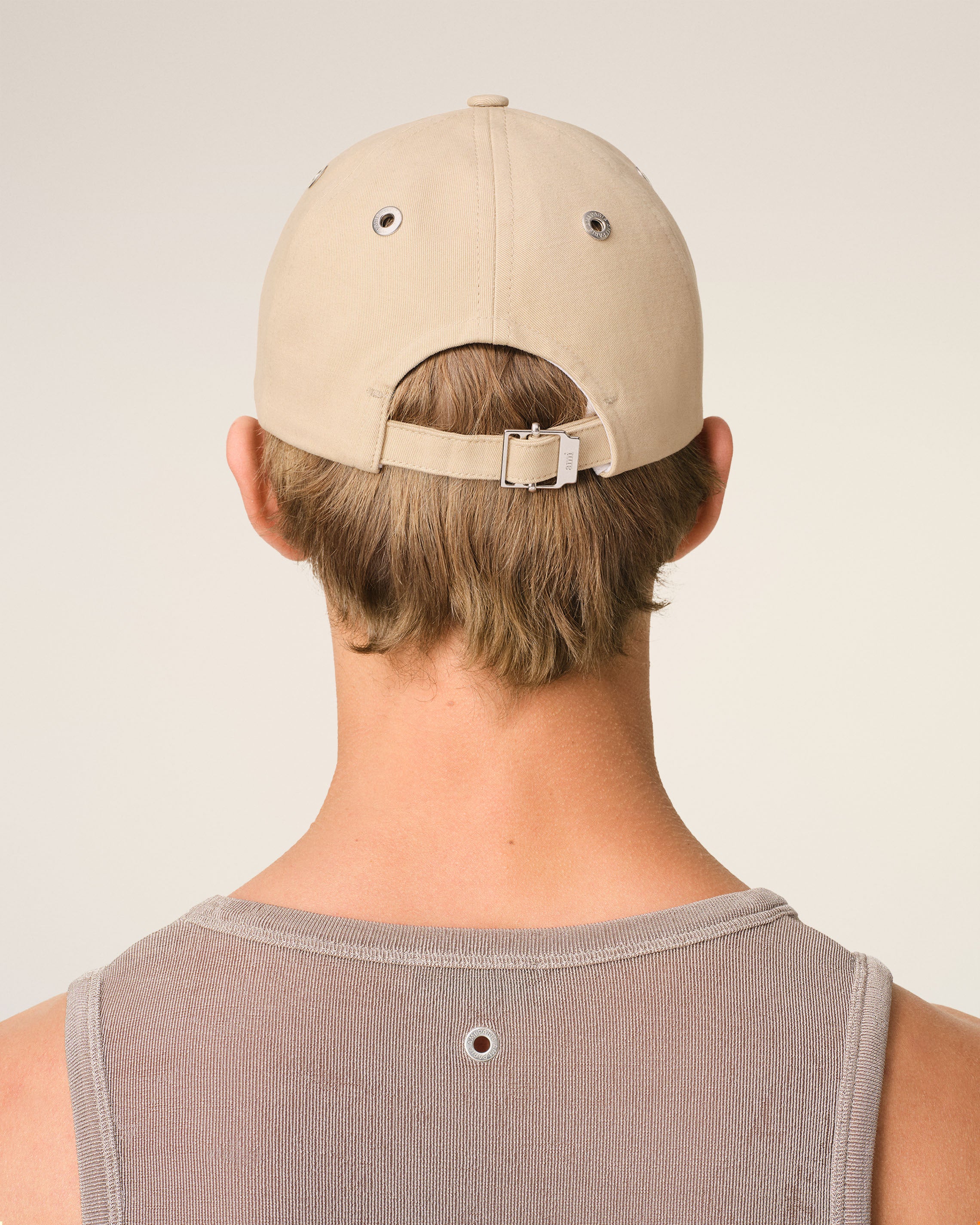 Beige Cotton Ami de Coeur Embroidery Cap