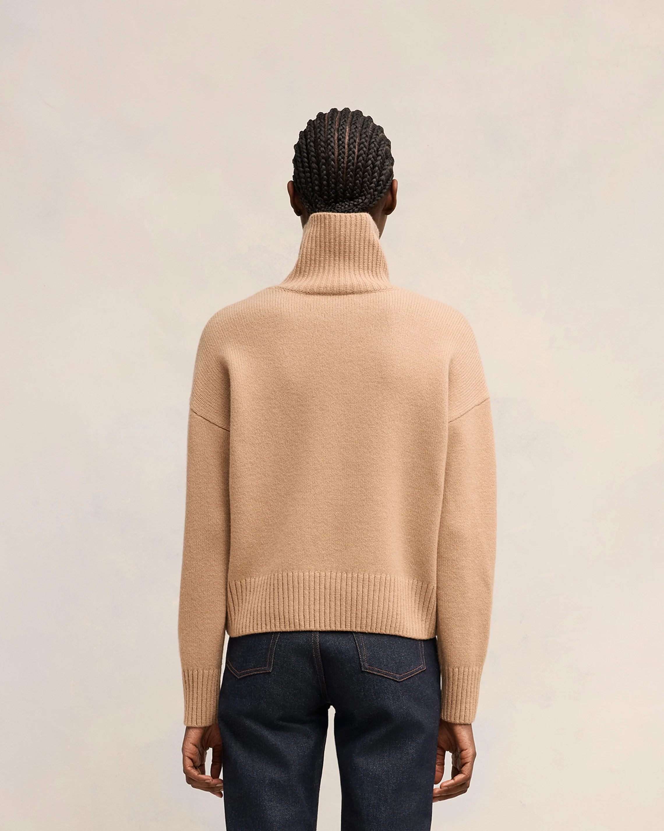 Embossed Ami de Coeur Funnel Neck Sweater