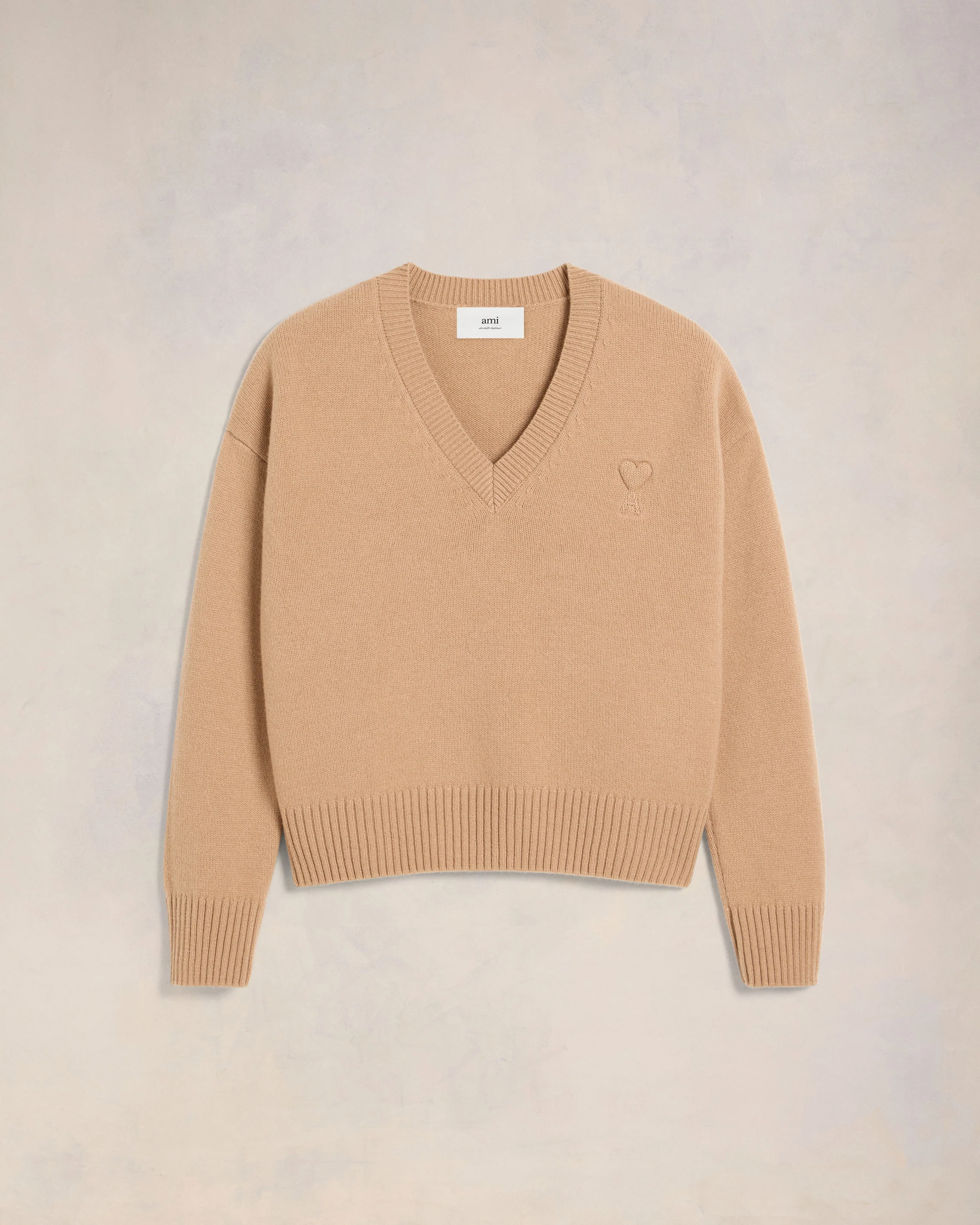 Embossed Ami de Coeur V Neck Sweater