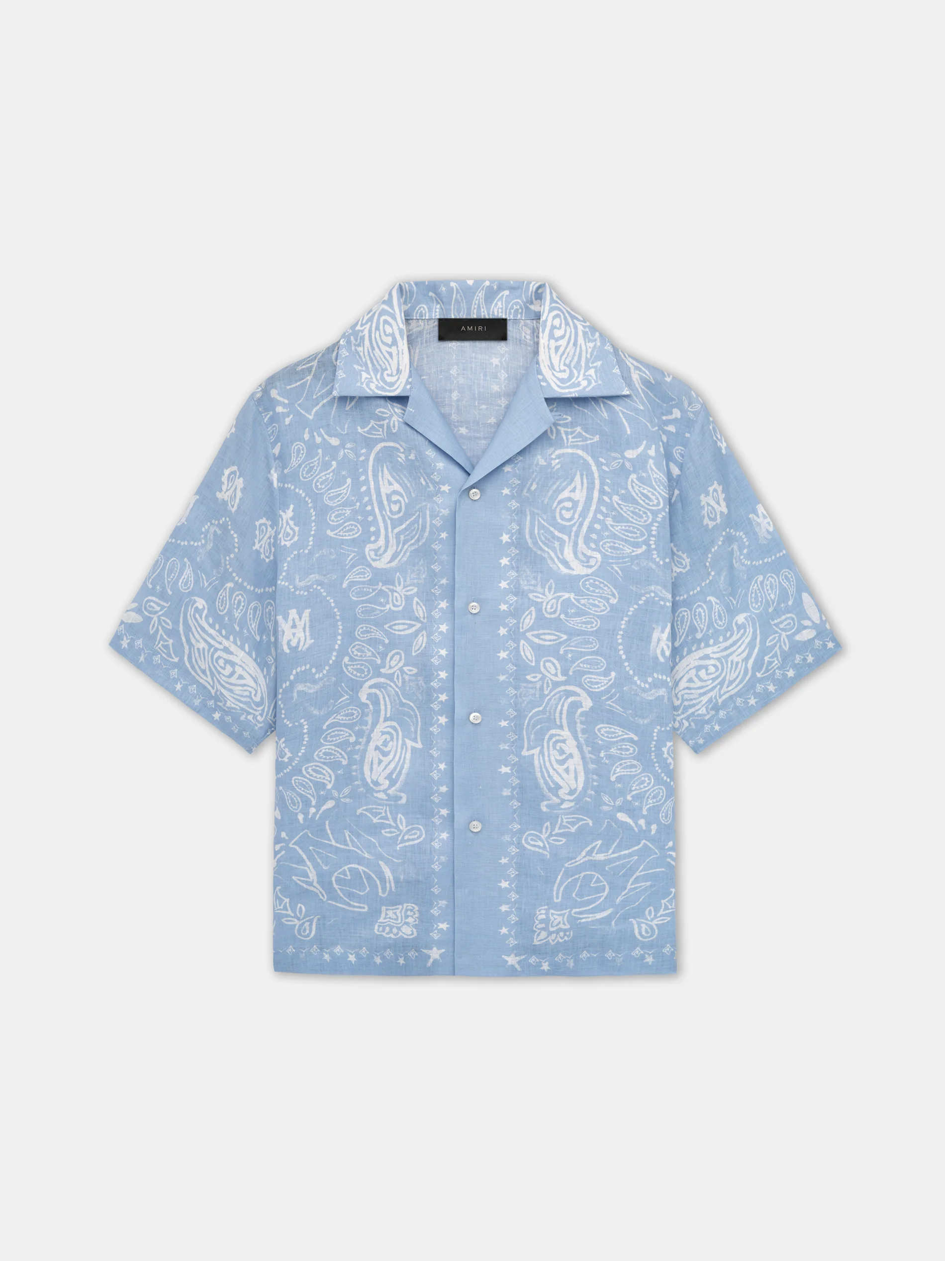 BANDANA WATERCOLOR CAMP SHIRT - Cerulean