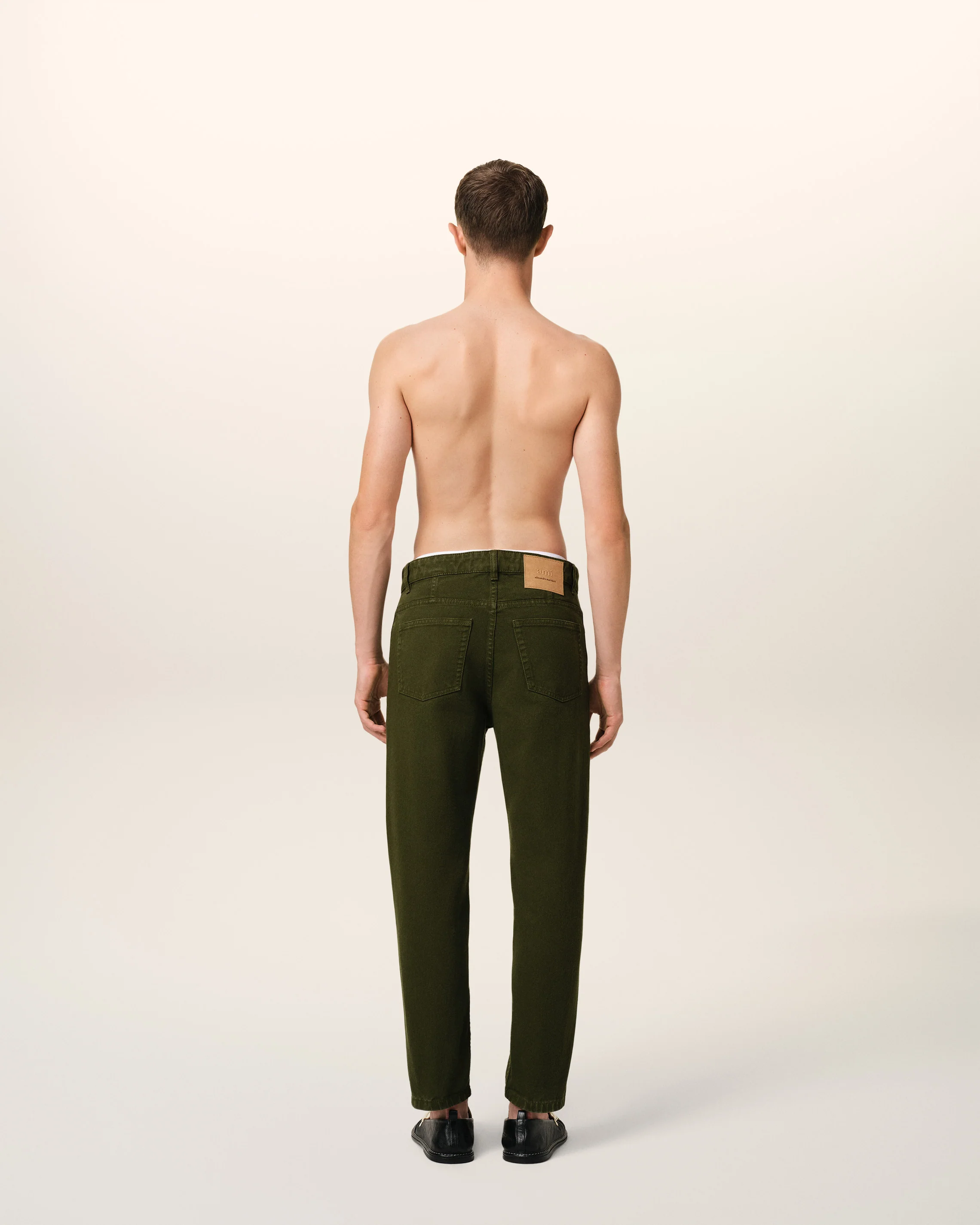 Green Cotton Tapered Fit Jeans