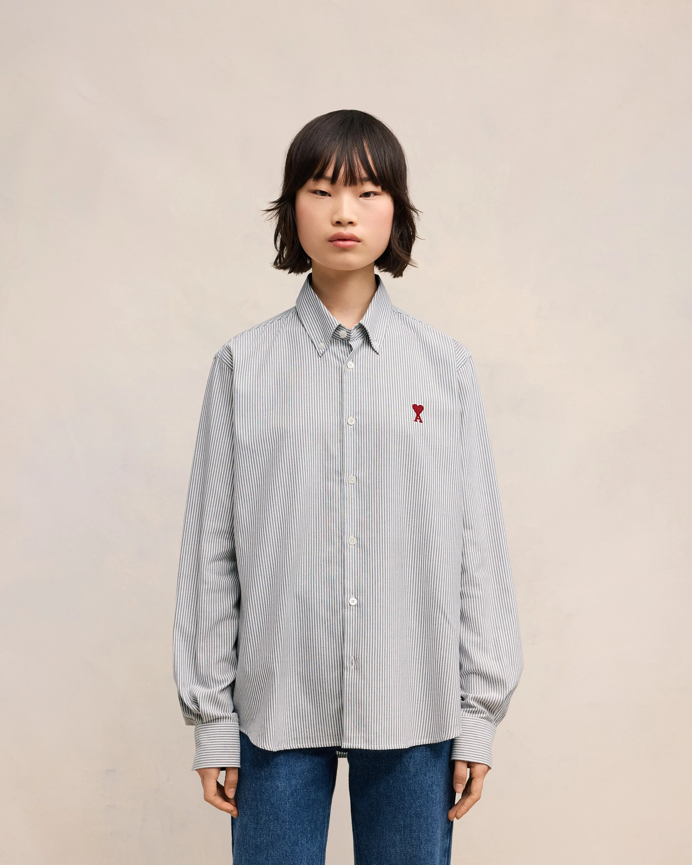 Black Cotton Button-Down Ami de Coeur Shirt