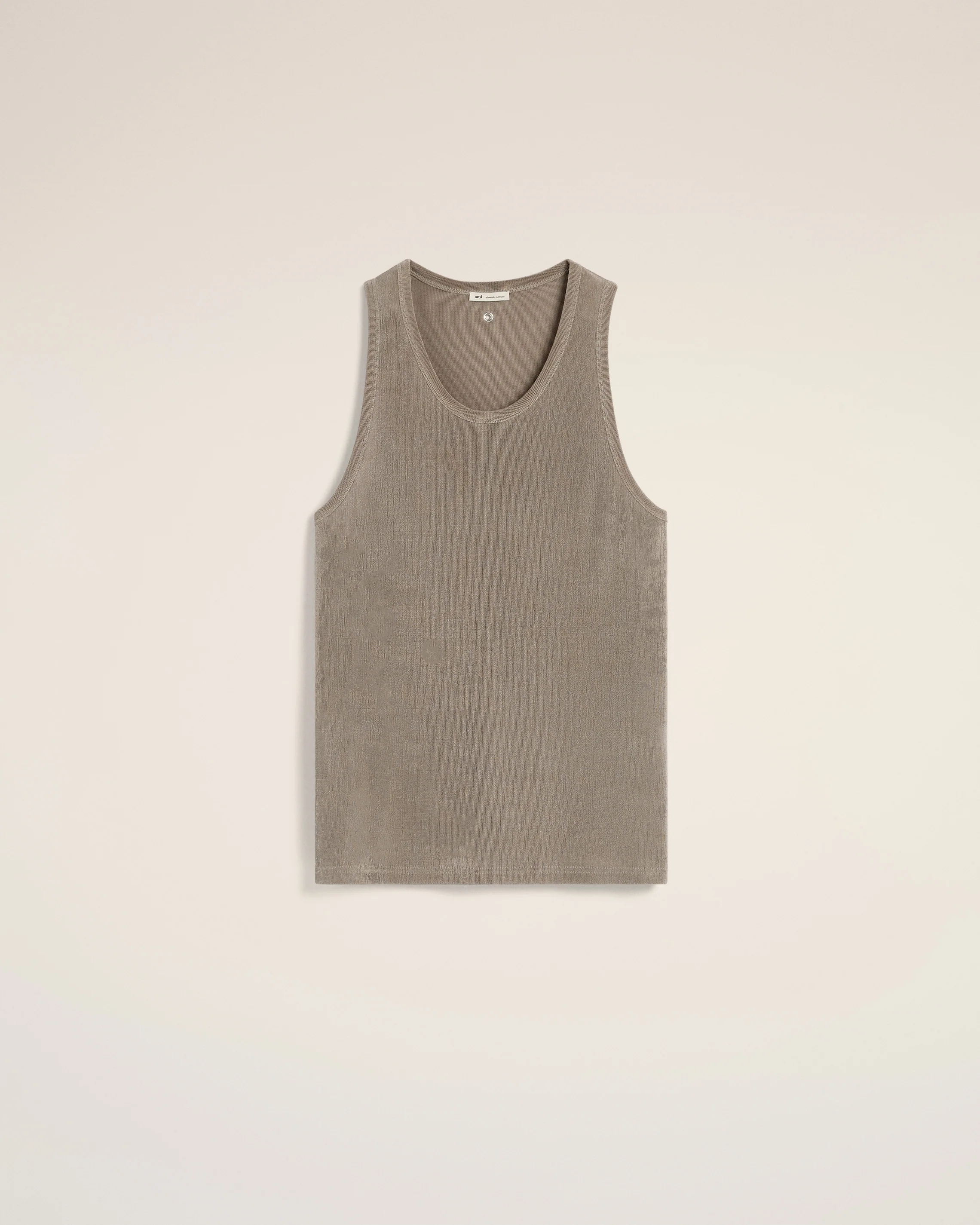 Beige Light Shiny Rib Jersey Tanktop