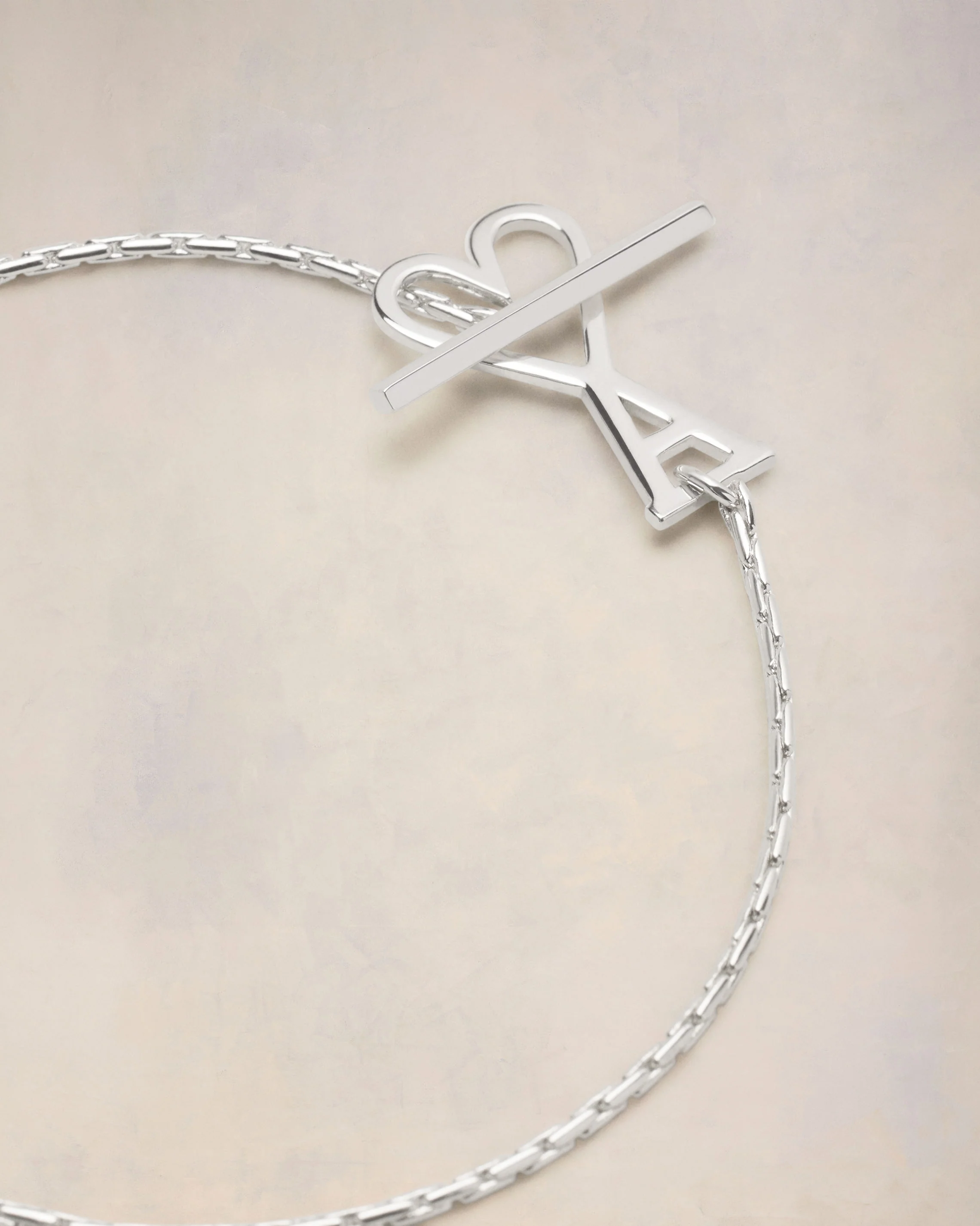 Silver Brass Ami de Coeur Chain Bracelet