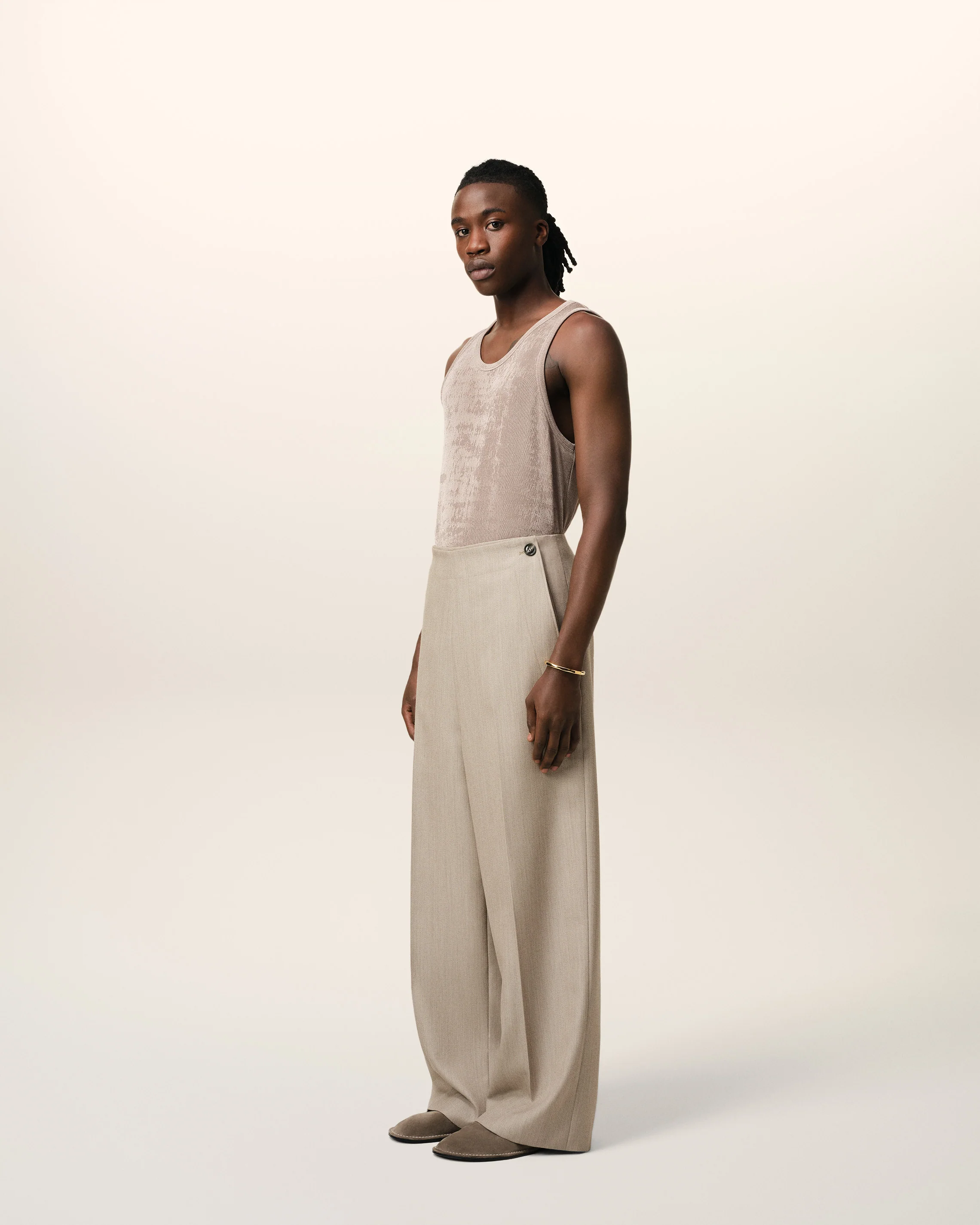Beige New Wool Sailor Trousers